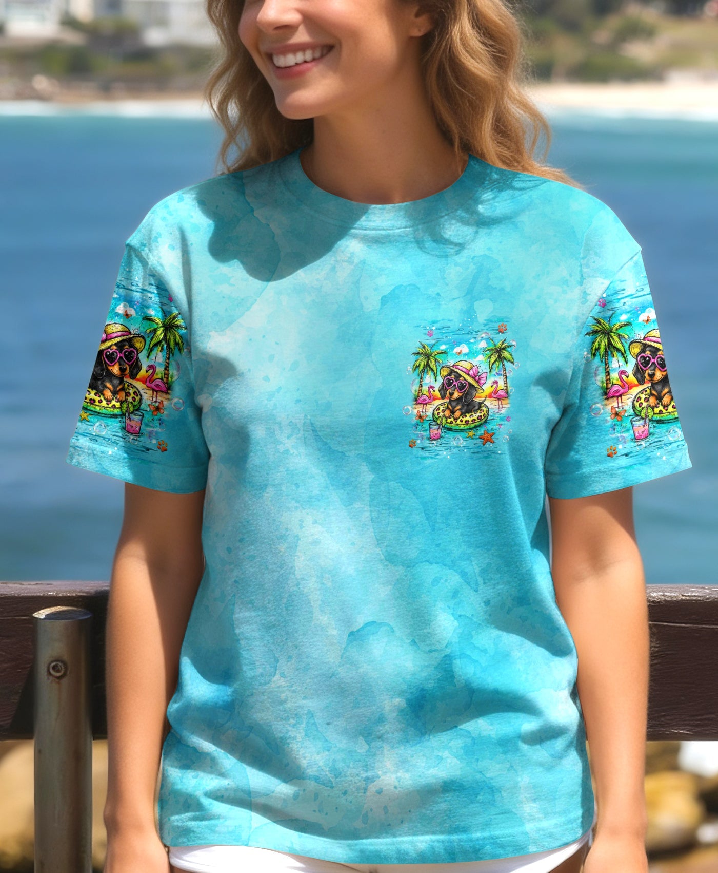 FLOAT DRINK TAN REPEAT DACHSHUND DOG ALL OVER PRINT -  TLHG2205263