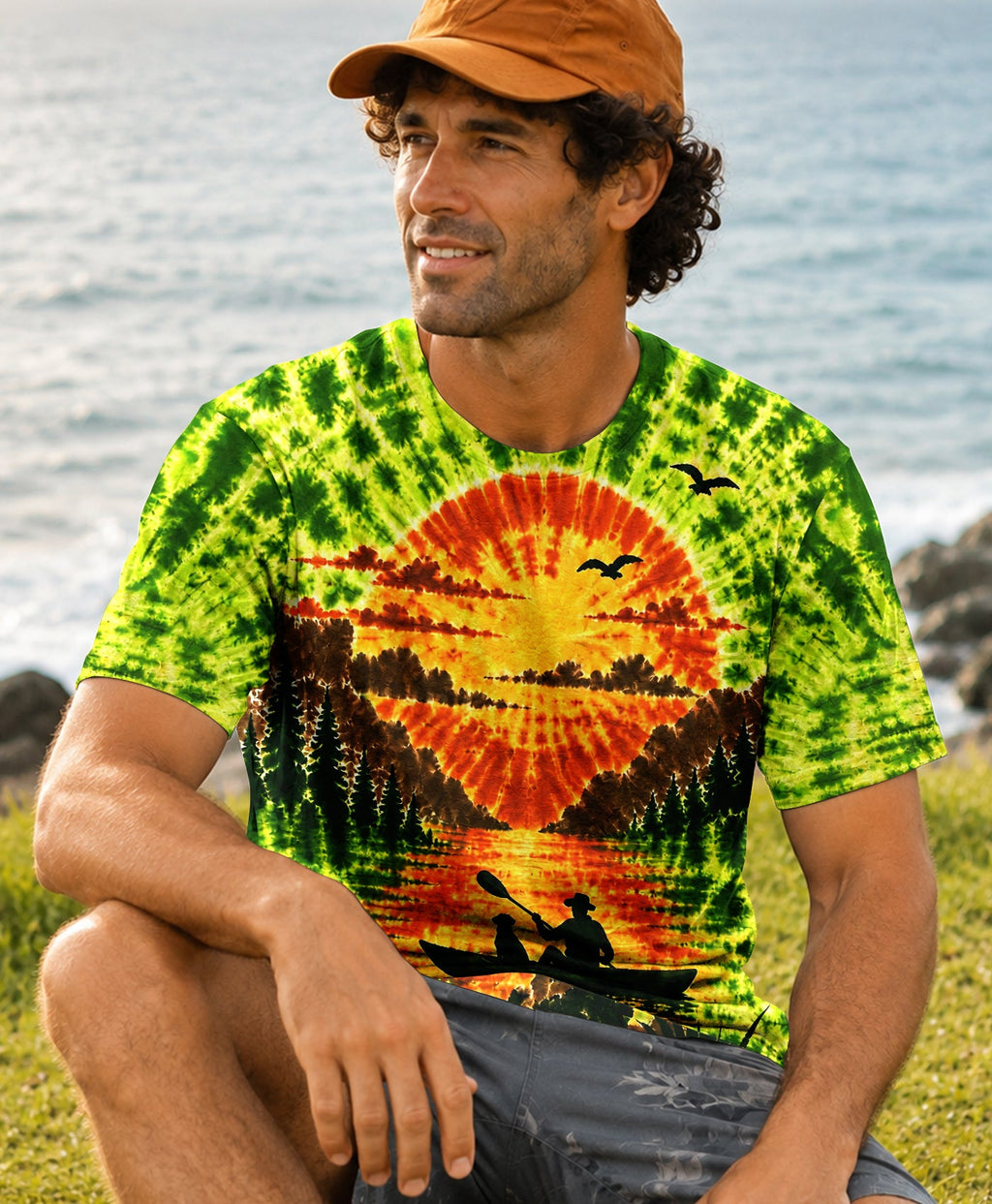 KAYAK MAN WITH DOG BURST ALL OVER PRINT - TLHG0207262