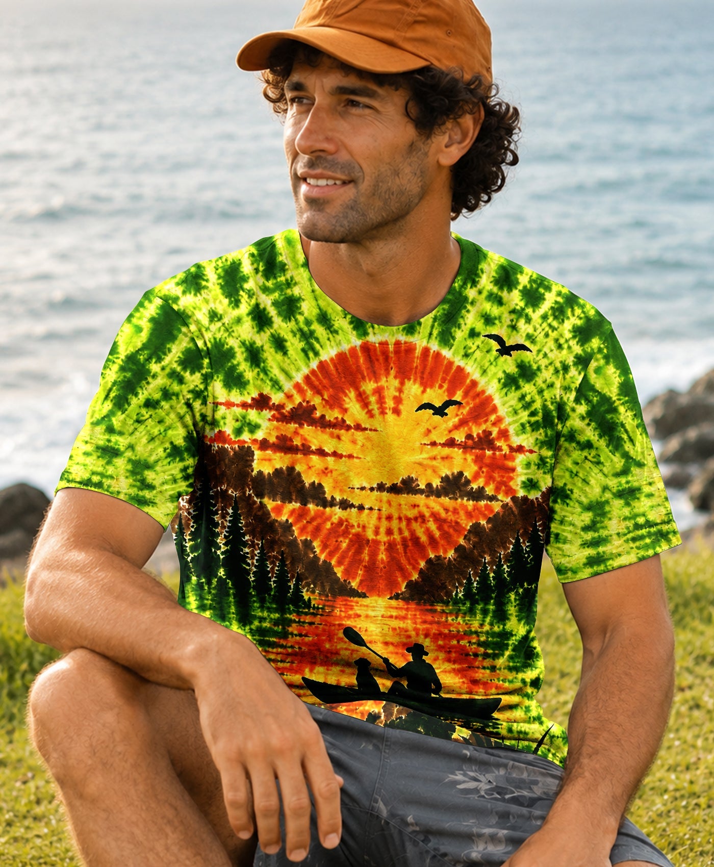 KAYAK MAN WITH DOG BURST ALL OVER PRINT - TLHG0207262