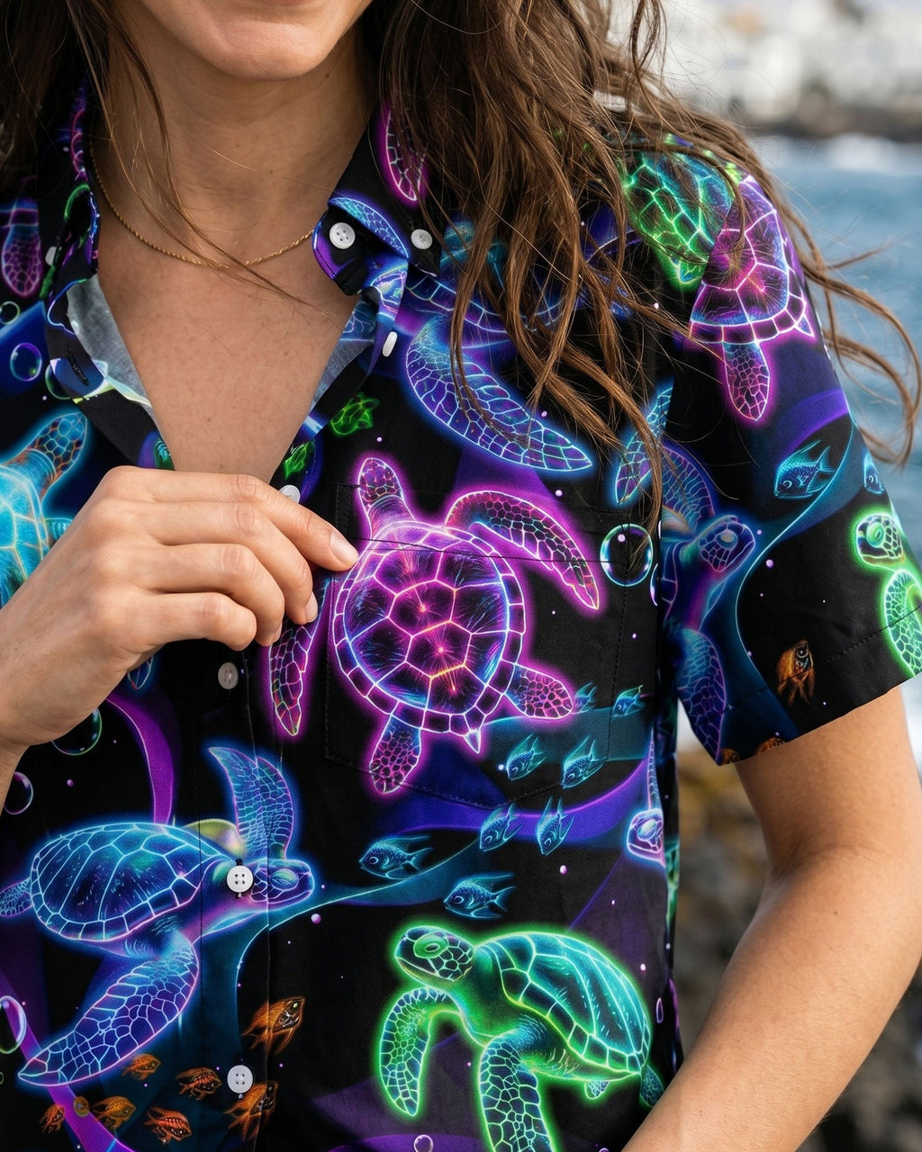 SEA TURTLES BUTTON-DOWN COLLAR SHIRT - TYQY0806261