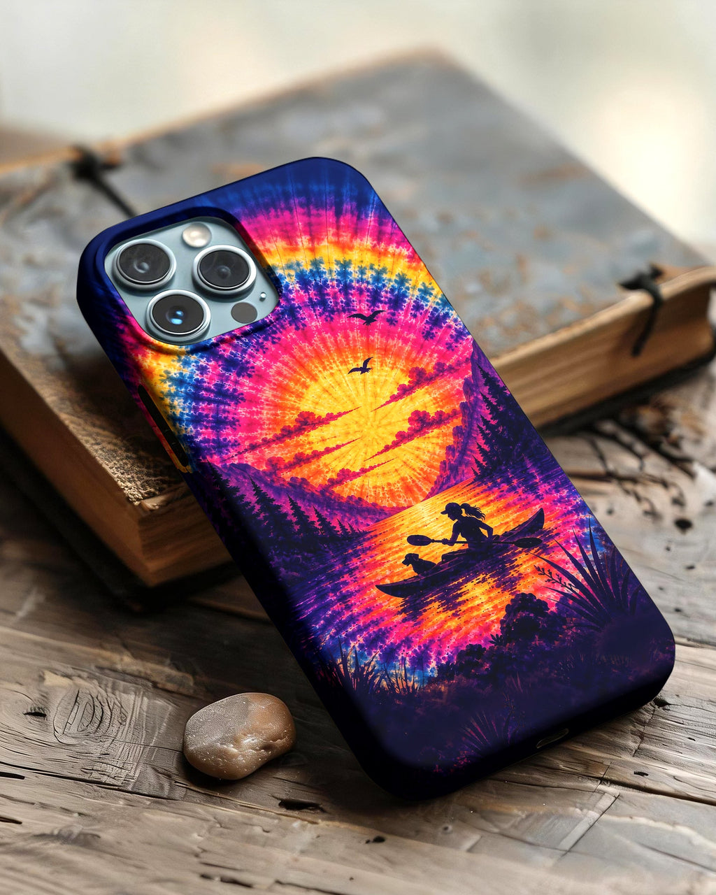 KAYAK LAKE DAY WITH DOG SUNSET PHONE CASE - TLHG2406262