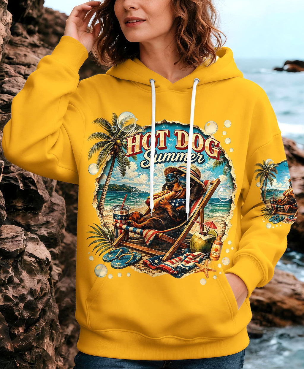 HOT DOG SUMMER DACHSHUND DOG ALL OVER PRINT  - TLHG0605261