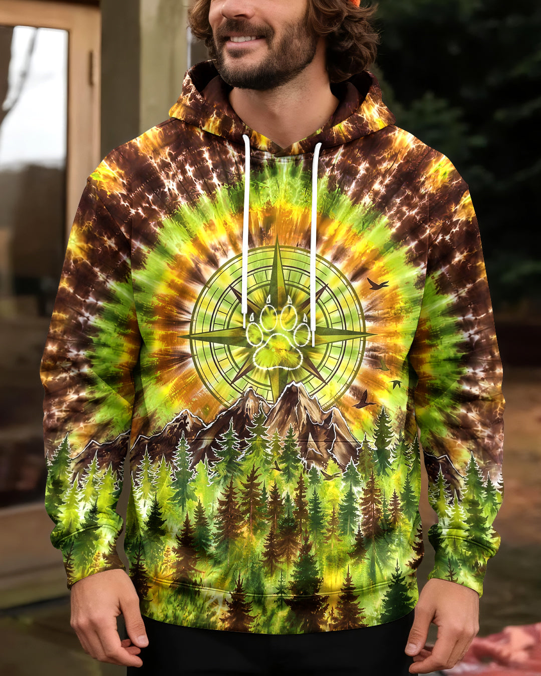 THOSE WHO WANDER WITH DOGS PAW PRINT COMPASS SWIRL ALL OVER PRINT  - TLHG0607261