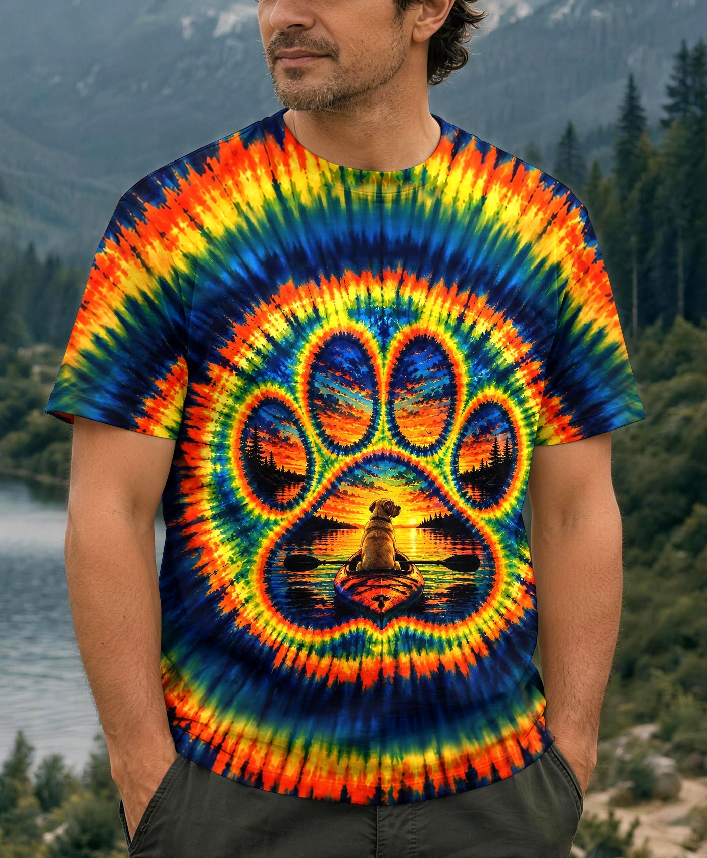PAW PRINT DOG KAYAK BURST ALL OVER PRINT - TLHG0307262