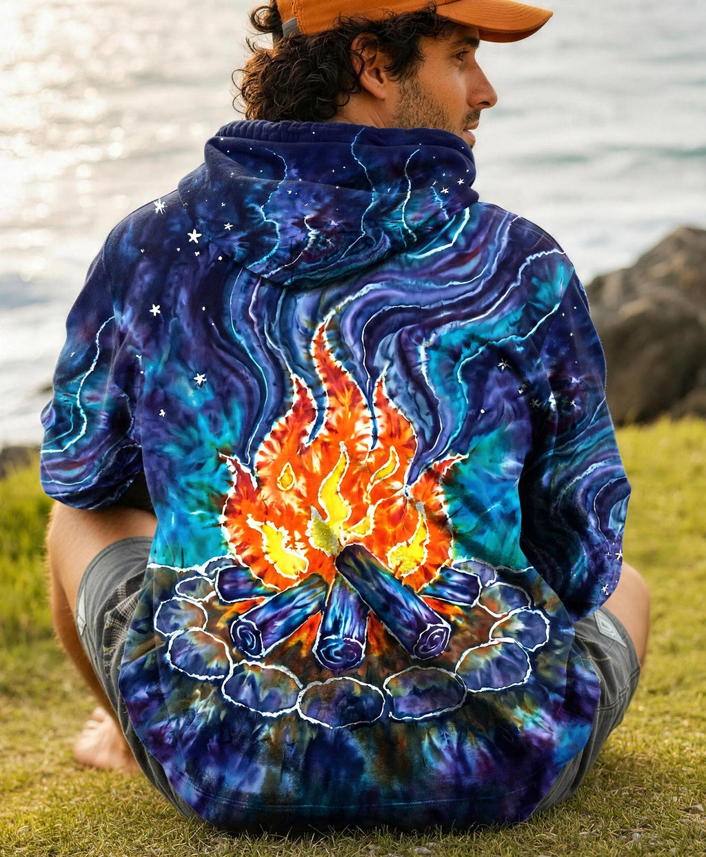 CAMPFIRE STARRY NIGHT WATERCOLOR ALL OVER PRINT   - TLHG2506263