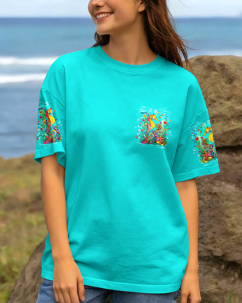 SMELL THE SEA FEEL THE BREEZE SEAHORSE  ALL OVER PRINT - TLHG1206262