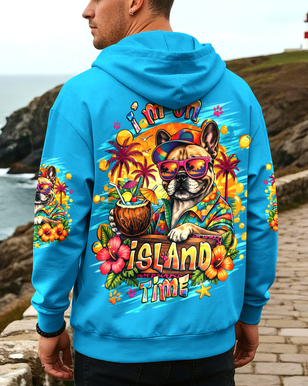I'M ON ISLAND TIME FRENCH BULLDOG ALL OVER PRINT - TLHG2105262