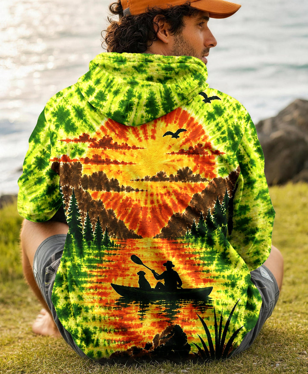 KAYAK MAN WITH DOG BURST ALL OVER PRINT - TLHG0207262