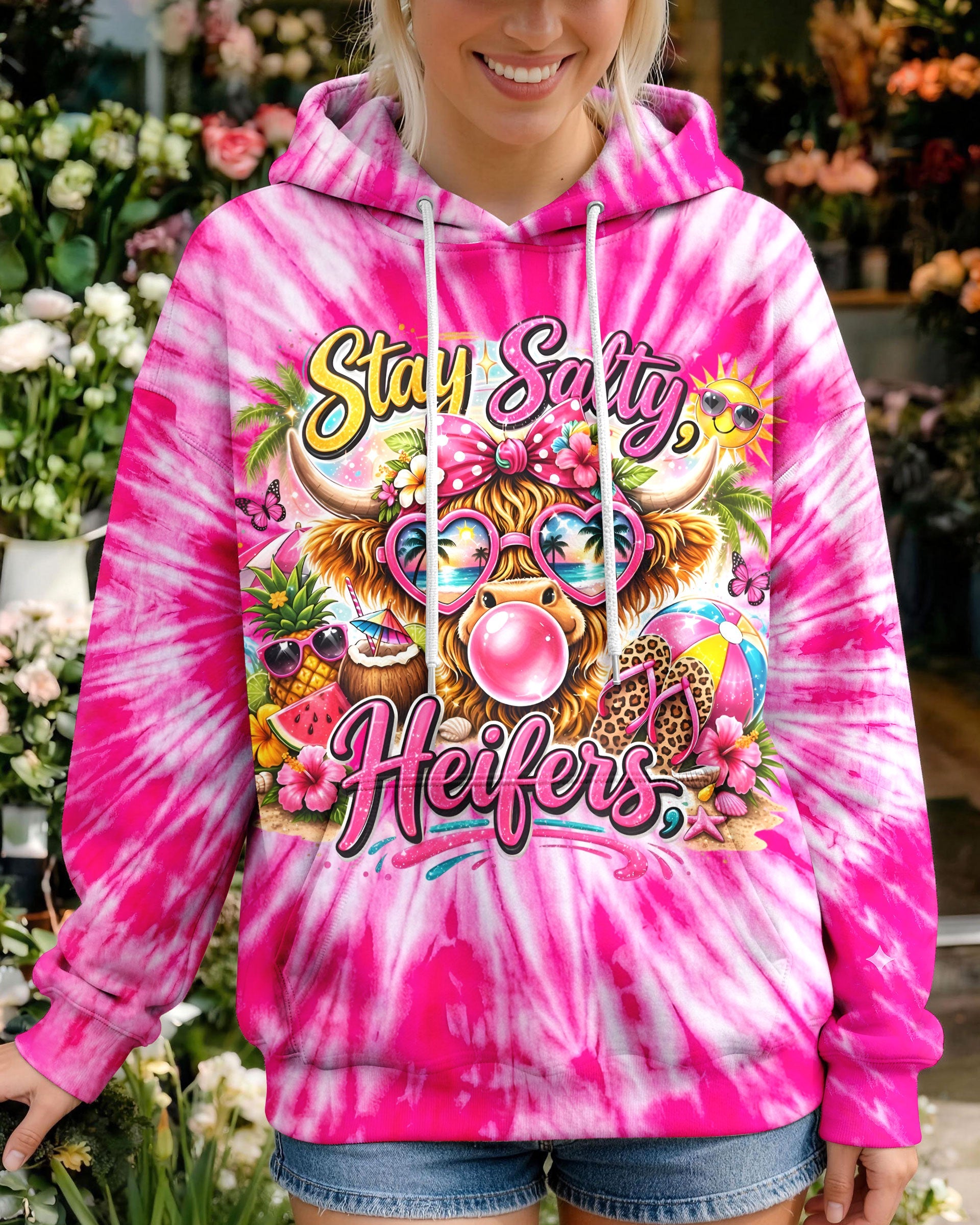 STAY SALTY HEIFERS PINK ALL OVER PRINT - TYLN2804261
