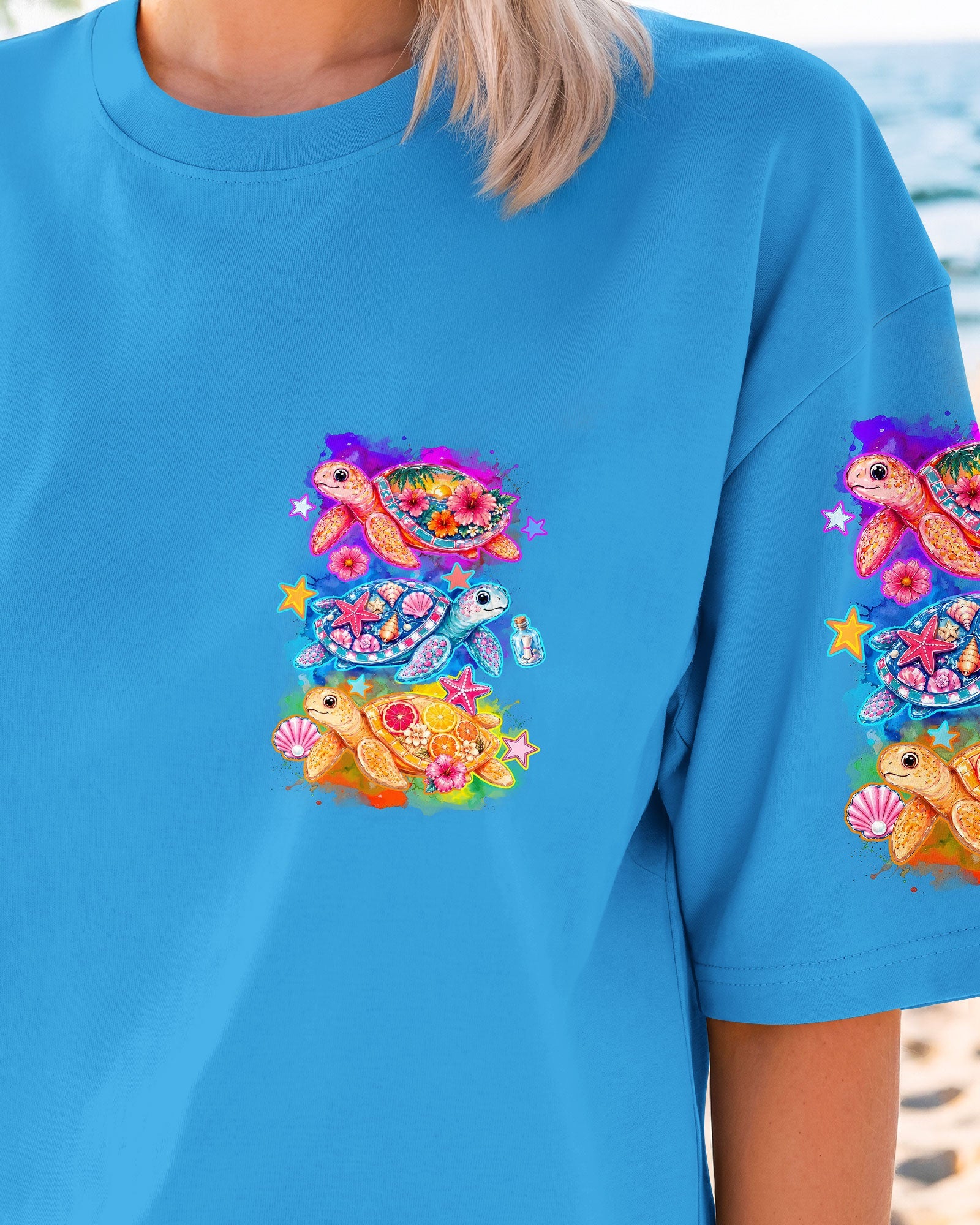 SMELL THE SEA FEEL THE BREEZE TURTLE ALL OVER PRINT - TYQY1505262