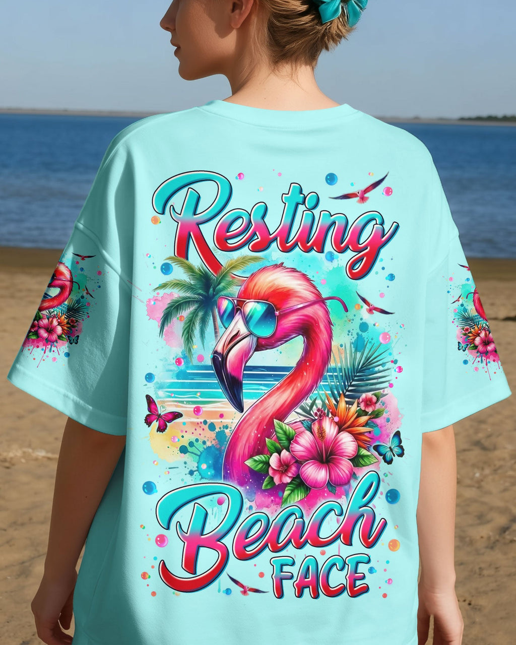 RESTING BEACH FACE FLAMINGO ALL OVER PRINT - TYLN0904262