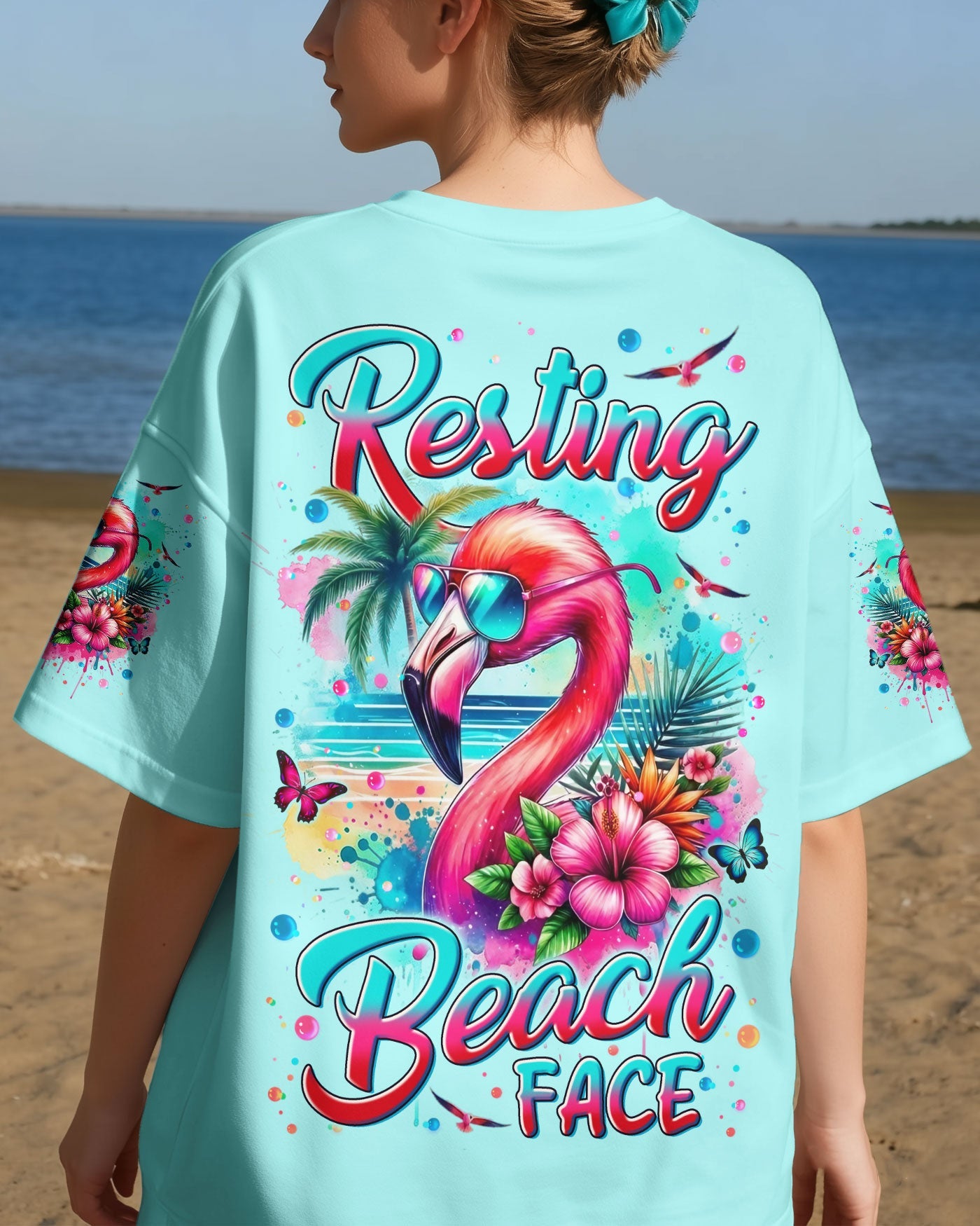RESTING BEACH FACE FLAMINGO ALL OVER PRINT - TYLN0904262