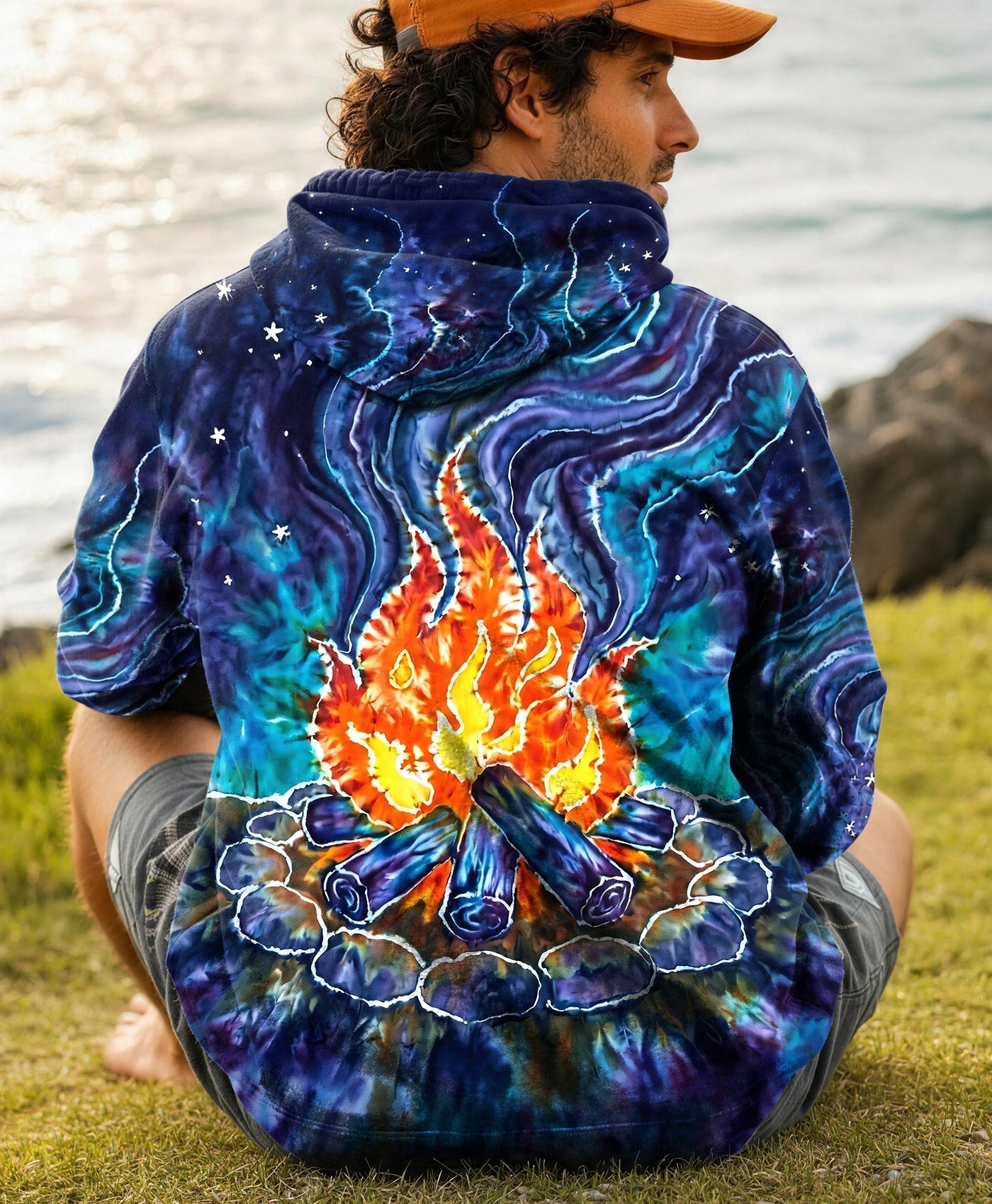 CAMPFIRE STARRY NIGHT WATERCOLOR ALL OVER PRINT   - TLHG2506263