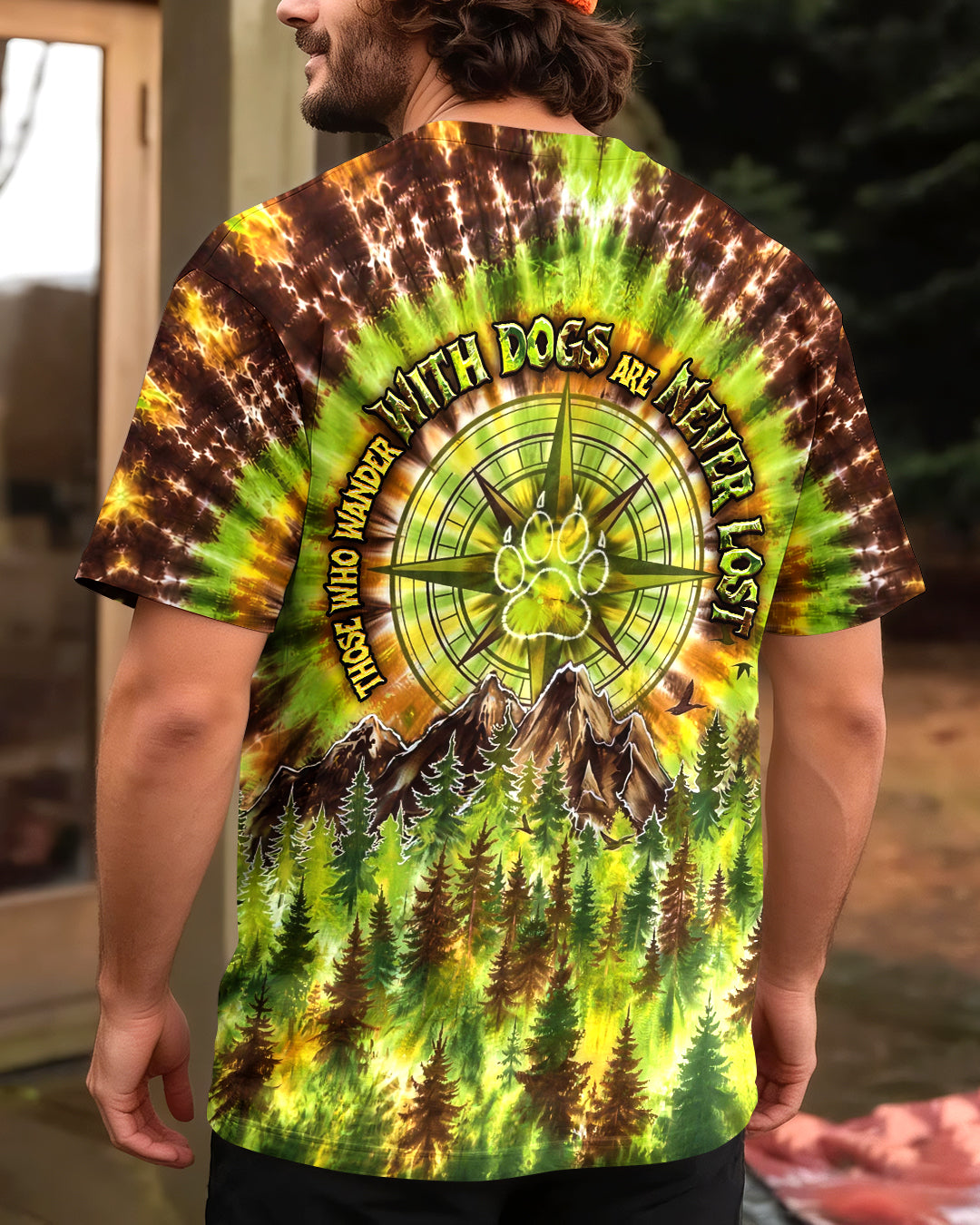 THOSE WHO WANDER WITH DOGS PAW PRINT COMPASS SWIRL ALL OVER PRINT  - TLHG0607261