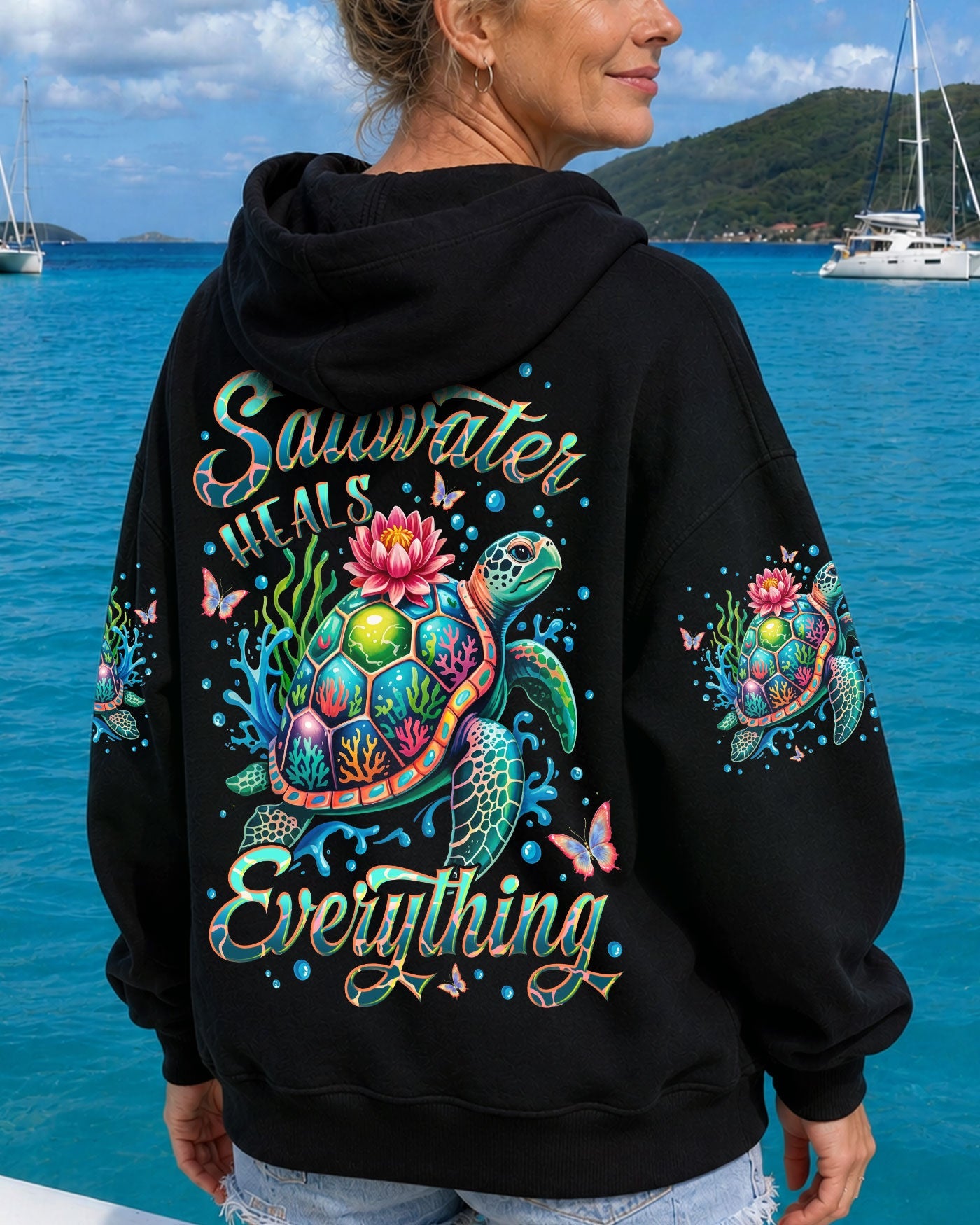SALTWATER HEALS EVERYTHING TURTLE ALL OVER PRINT - TYLN1506262