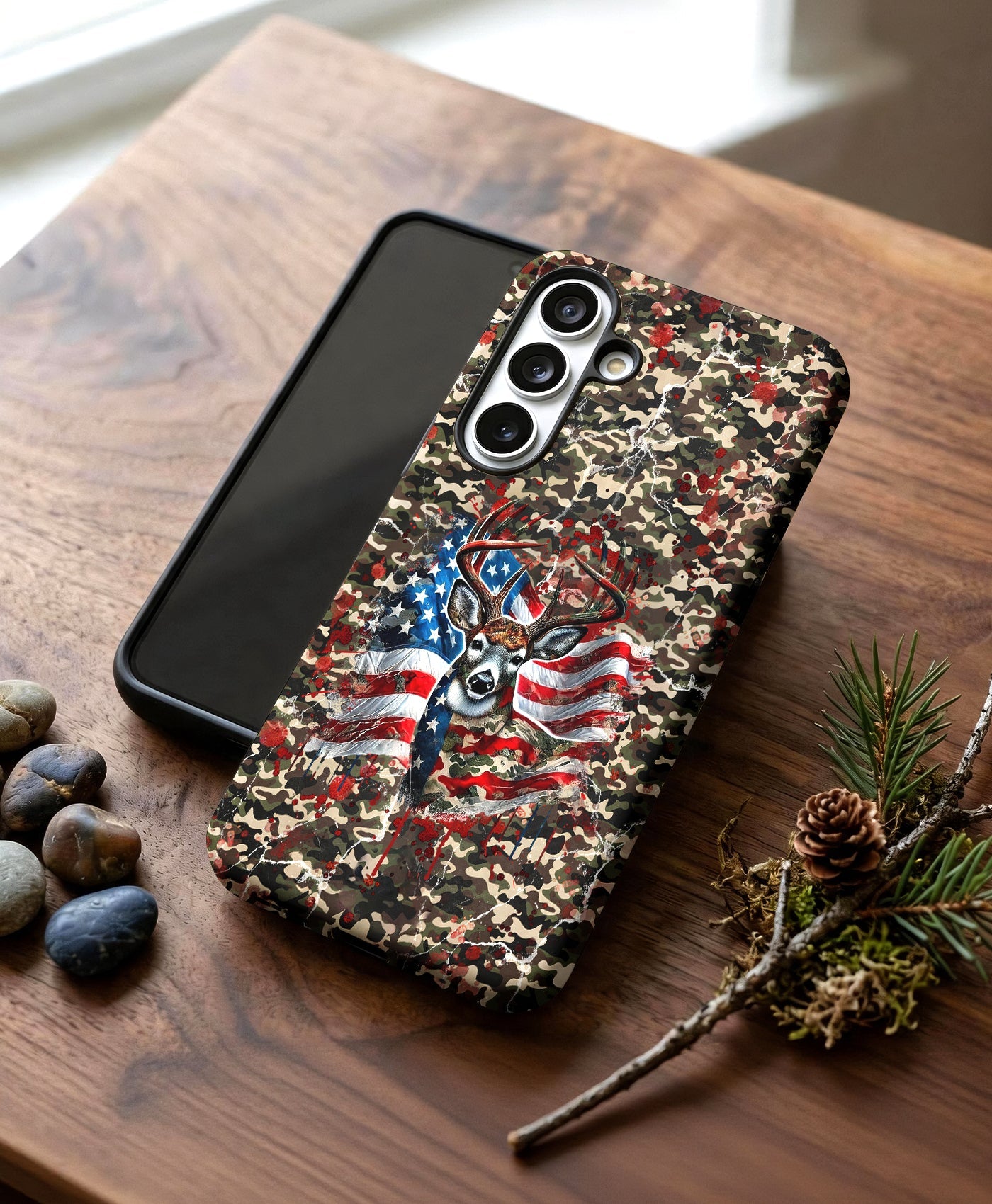 STARS AND STRIPES DEER HUNTING PHONE CASE - TLHG1905264