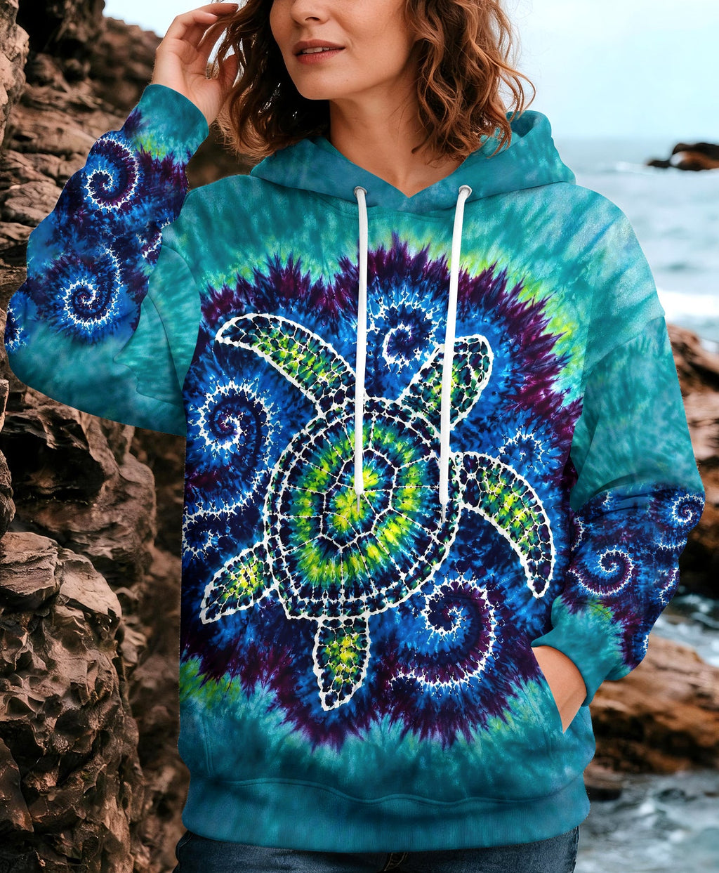 SEA TURTLE WAVES SWIRL ALL OVER PRINT - TLHG1805263