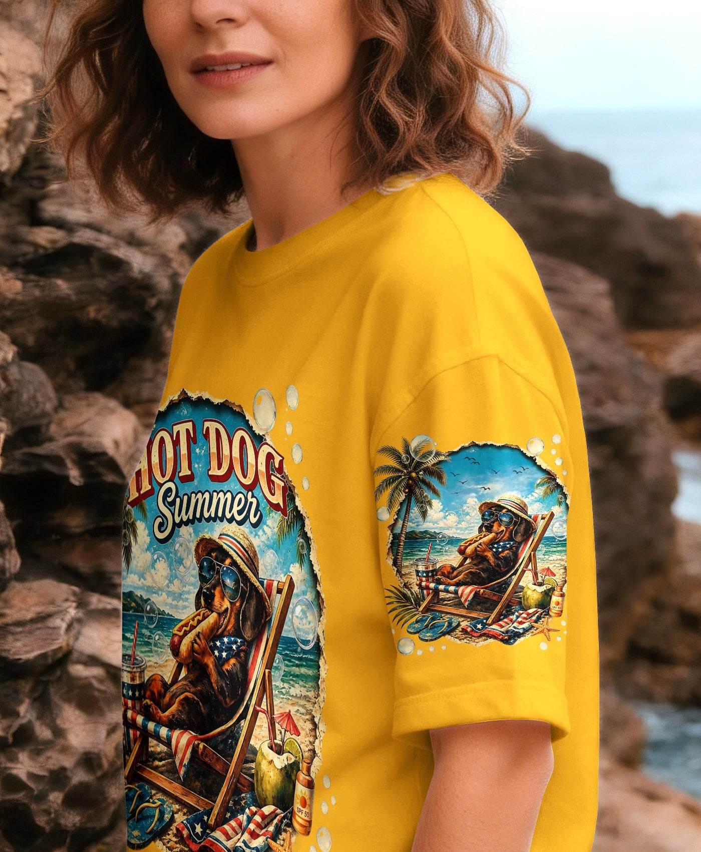 HOT DOG SUMMER DACHSHUND DOG ALL OVER PRINT  - TLHG0605261
