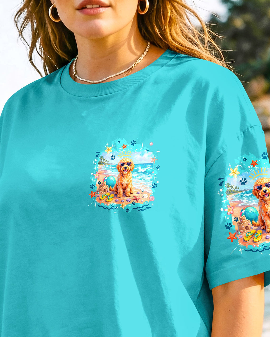 BEACH HAIR DON'T CARE GOLDEN DOODLE DOG ALL OVER PRINT - TYQY2005263