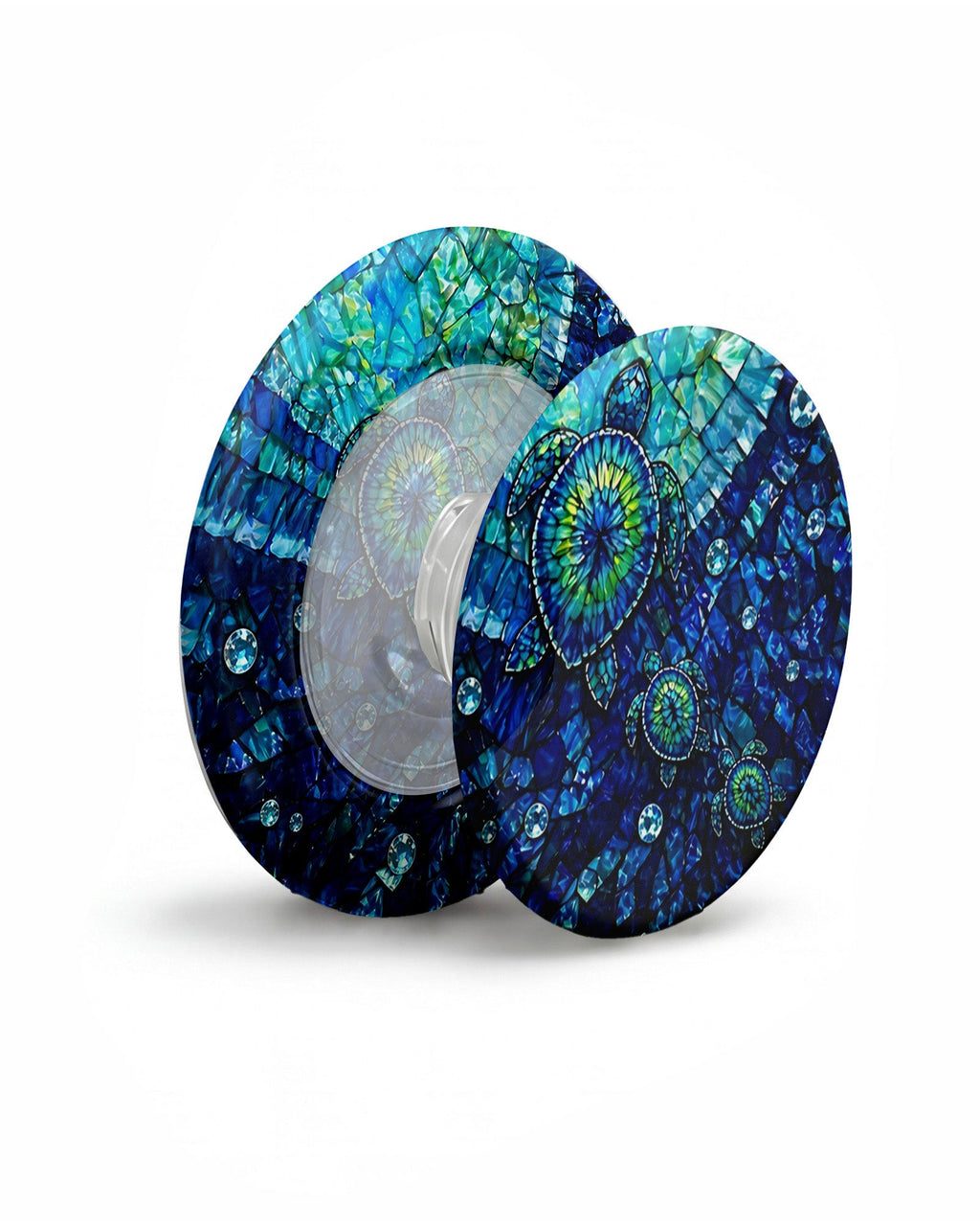 SEA TURTLE BLUE OCEAN STAINED GLASS PATTERN MAGSAFE PHONE GRIP  - TLNO2904265