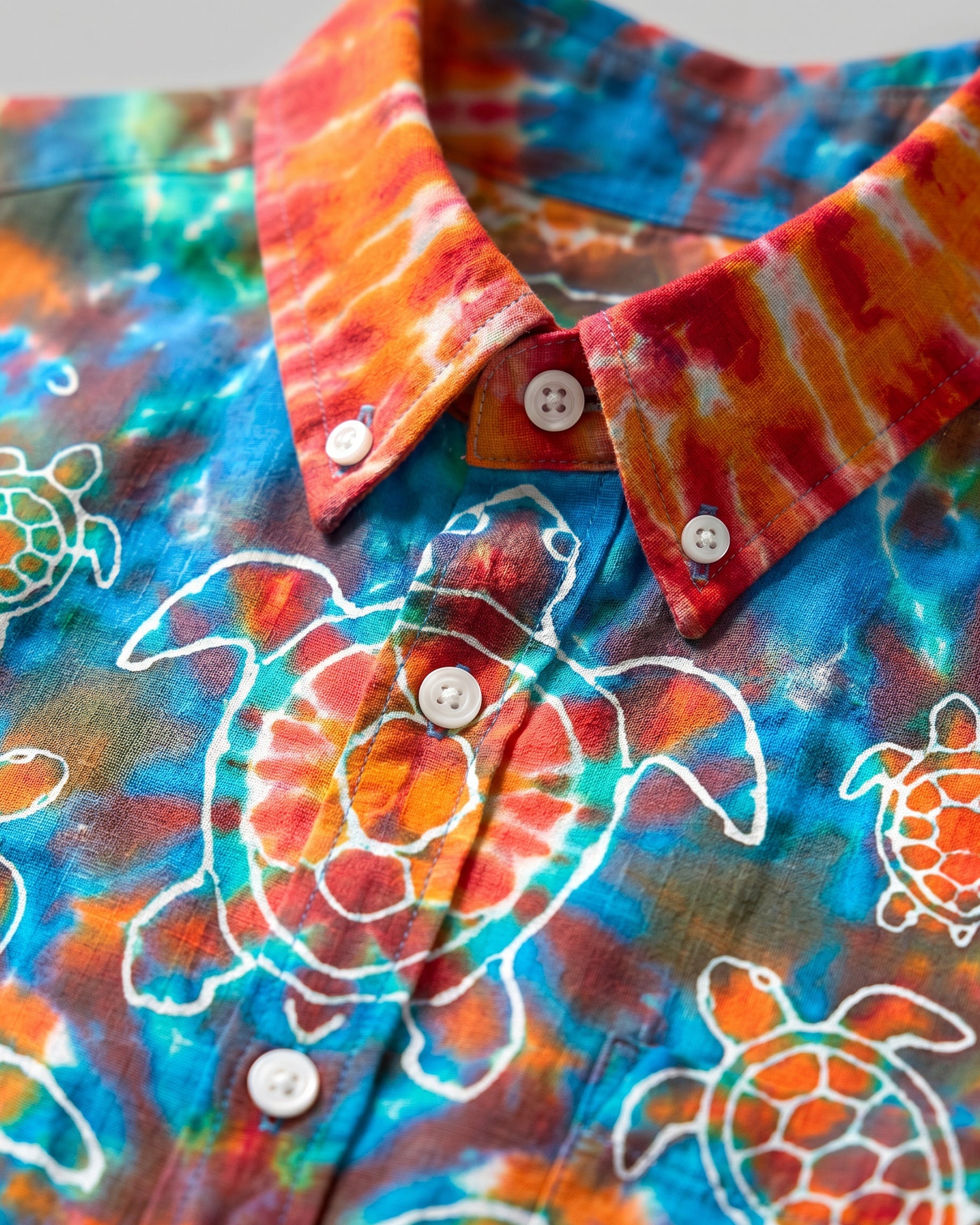 PSYCHEDELIC TURTLE SWIRL BUTTON-DOWN COLLAR SHIRT - RI0306261
