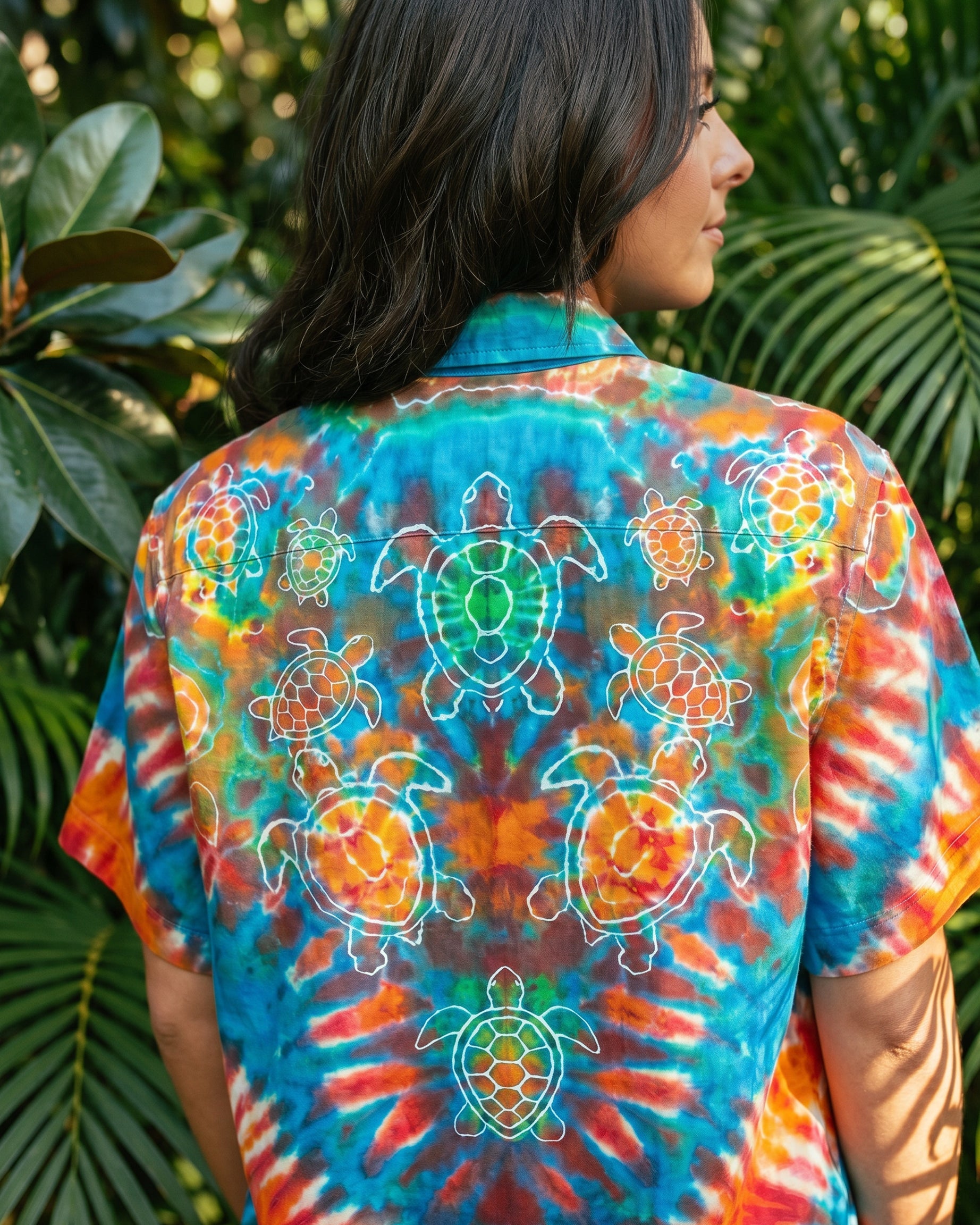 PSYCHEDELIC TURTLE SWIRL BUTTON-DOWN COLLAR SHIRT - RI0306261