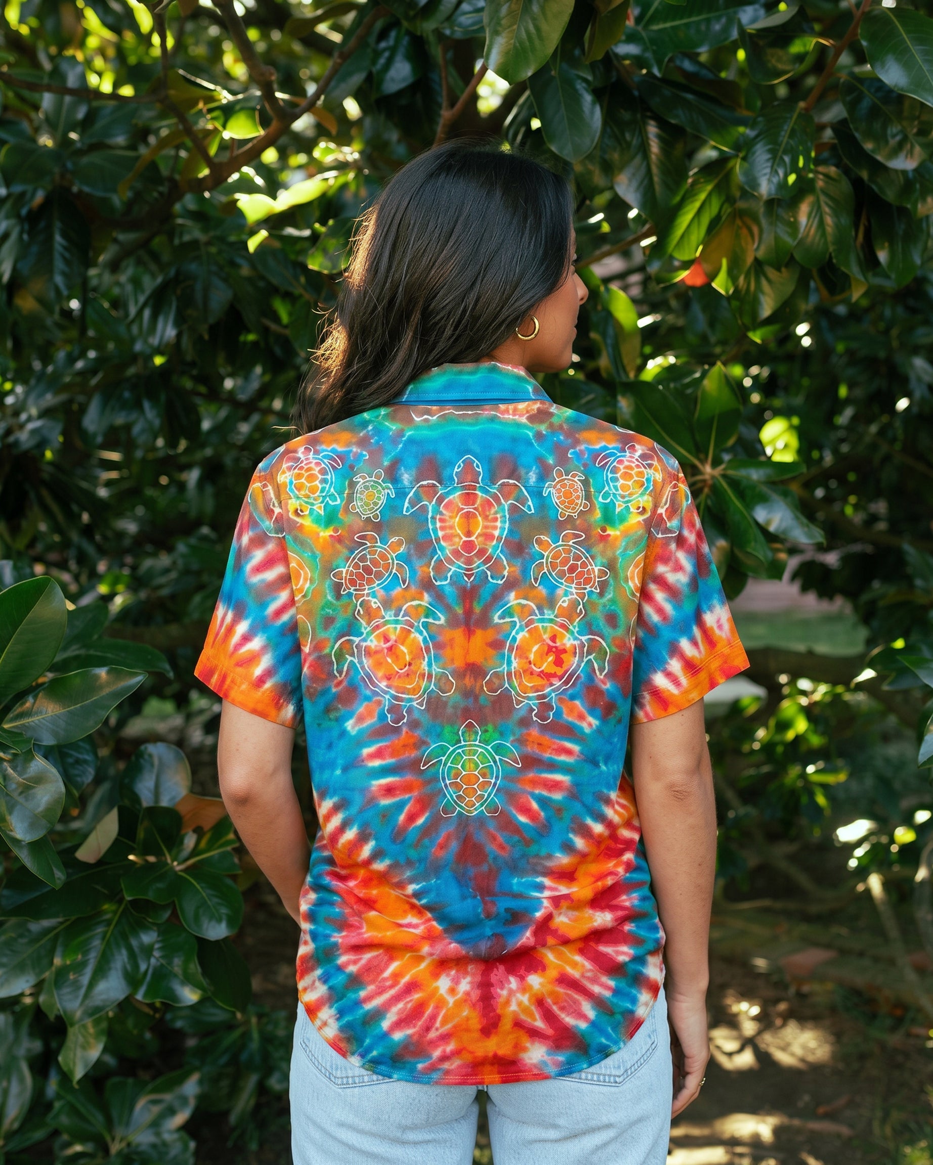 PSYCHEDELIC TURTLE SWIRL BUTTON-DOWN COLLAR SHIRT - RI0306261