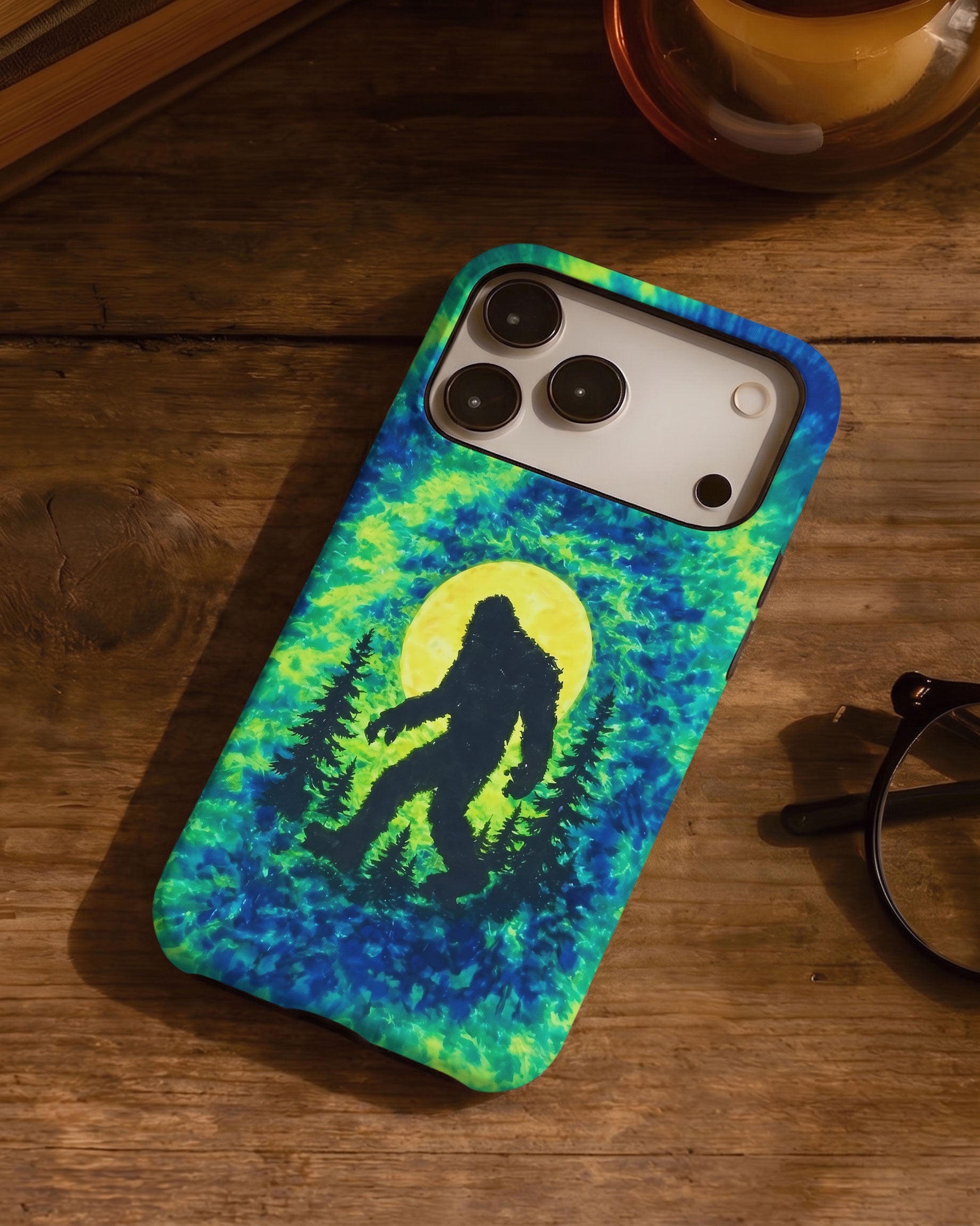 BIGFOOT IN THE FOREST GREEN BLUE SWIRL  PHONE CASE  - TLNO0505262