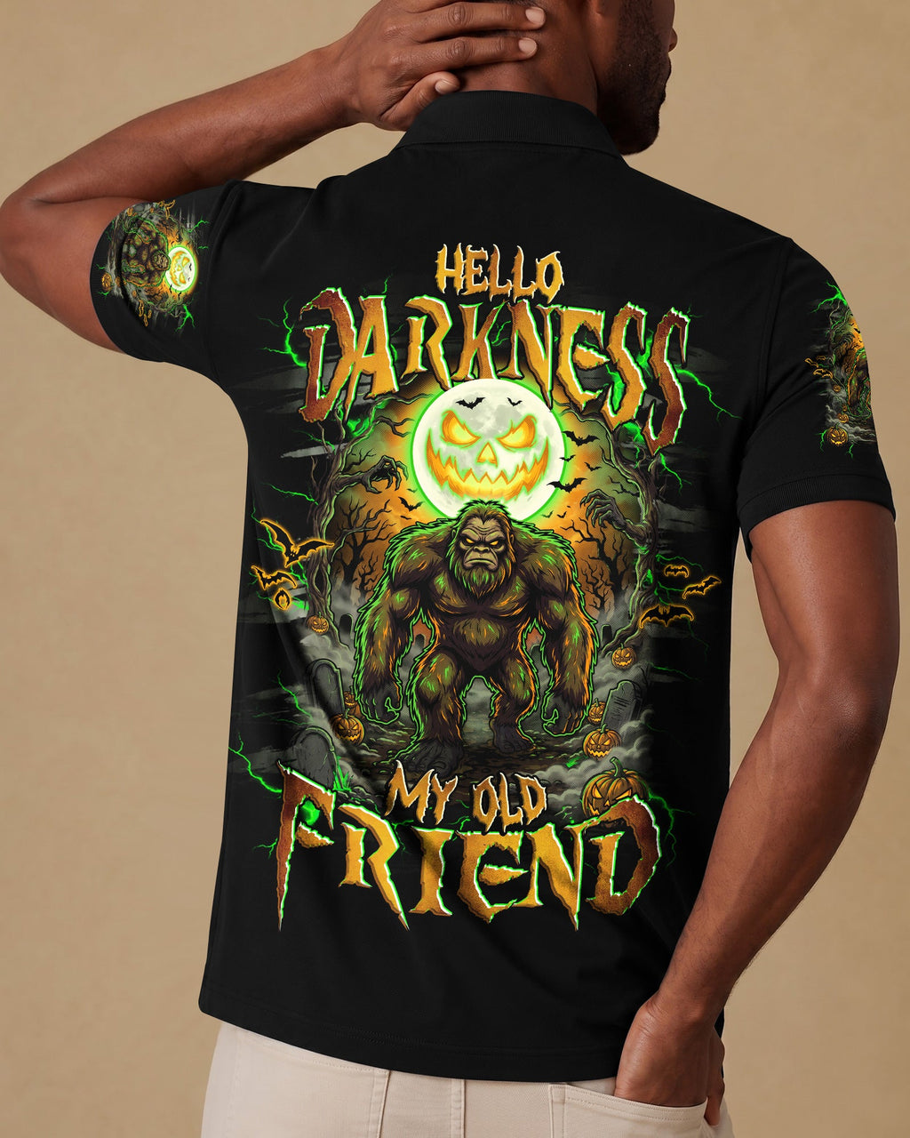 HELLO DARKNESS MY OLD FRIEND BIGFOOT HALLOWEEN ALL OVER PRINT  - TLHG2007263