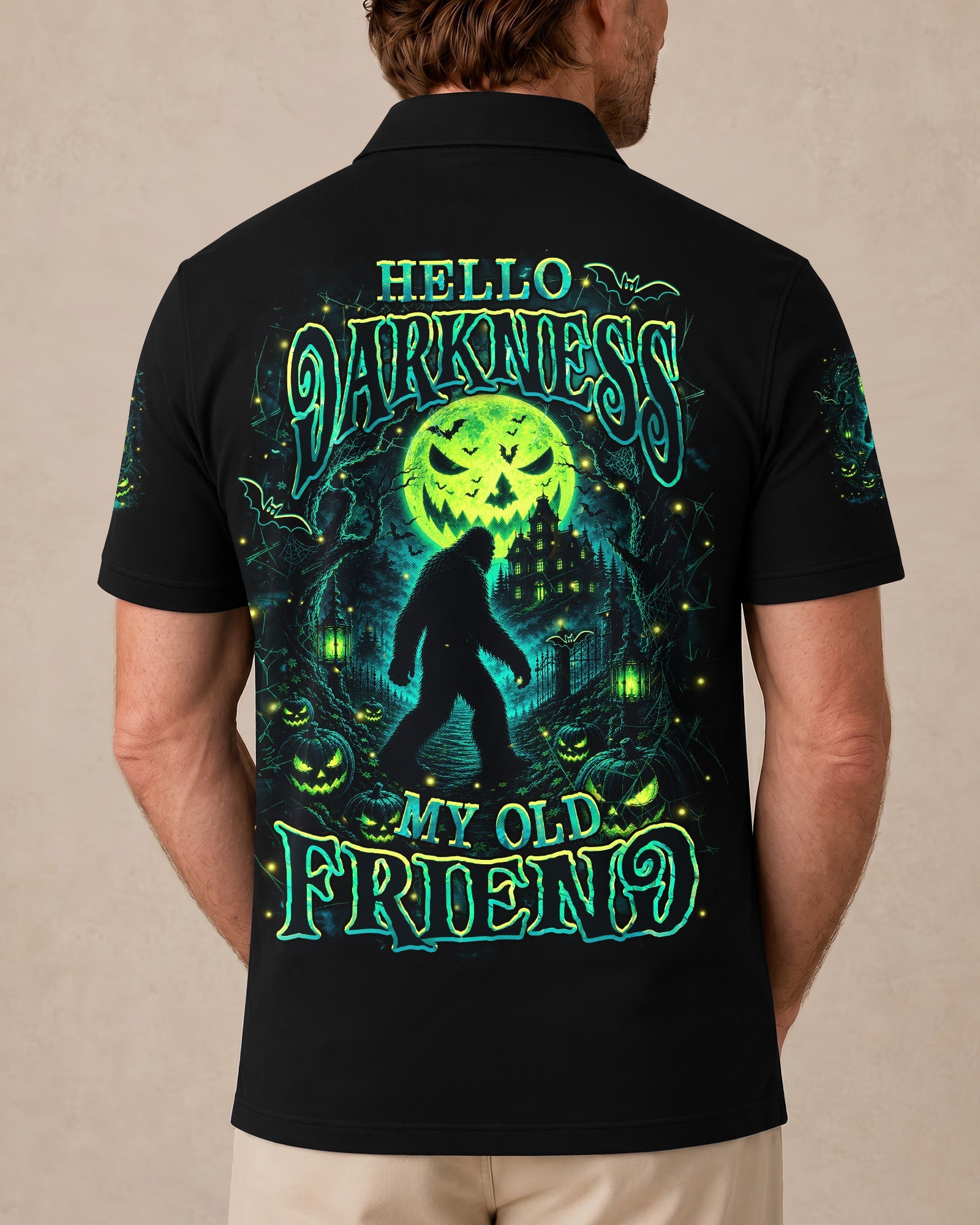 HELLO DARKNESS MY OLD FRIEND BIGFOOT HALLOWEEN ALL OVER PRINT  - TLHN2107261