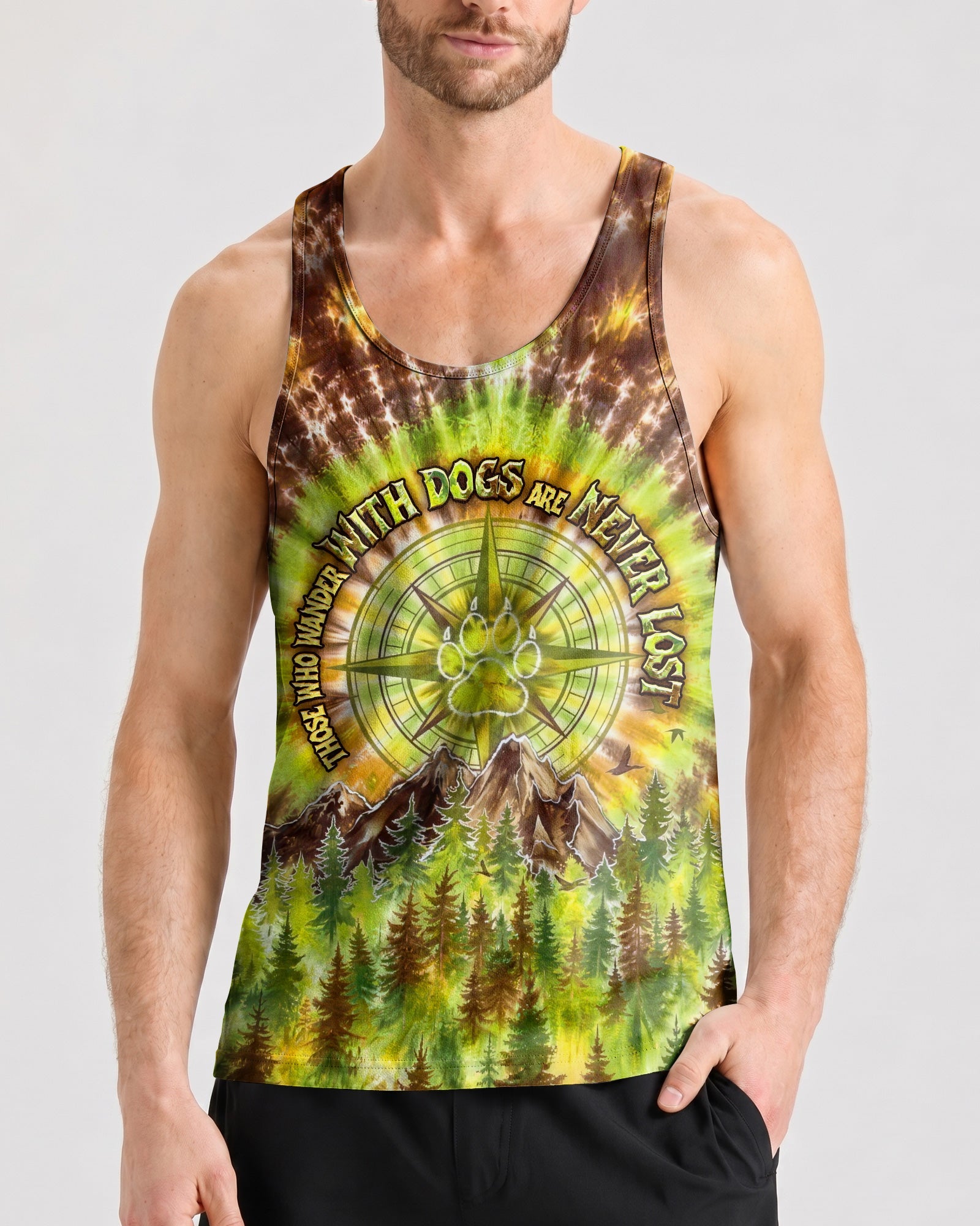 THOSE WHO WANDER WITH DOGS PAW PRINT COMPASS SWIRL ALL OVER PRINT  - TLHG0607261