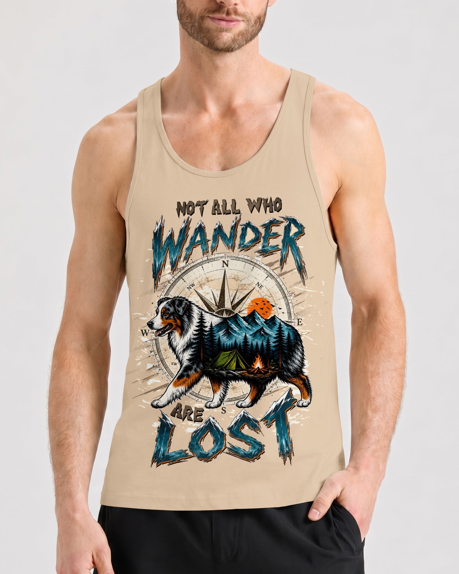 NOT ALL WHO WANDER ARE LOST AUSTRALIAN SHEPHERD DOG ALL OVER PRINT - TLTW0907263