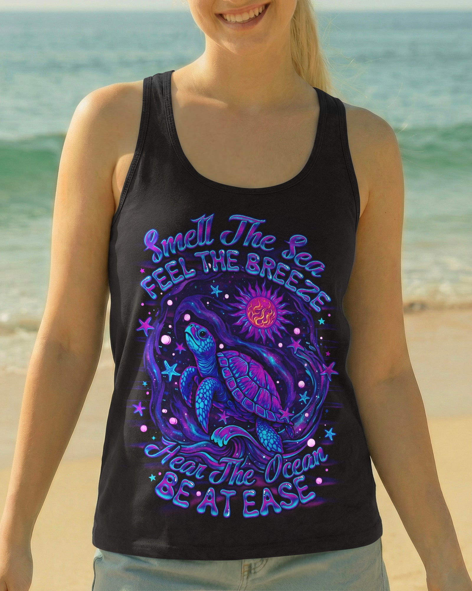 SMELL THE SEA FEEL THE BREEZE TURTLE ALL OVER PRINT - TLNO2304263