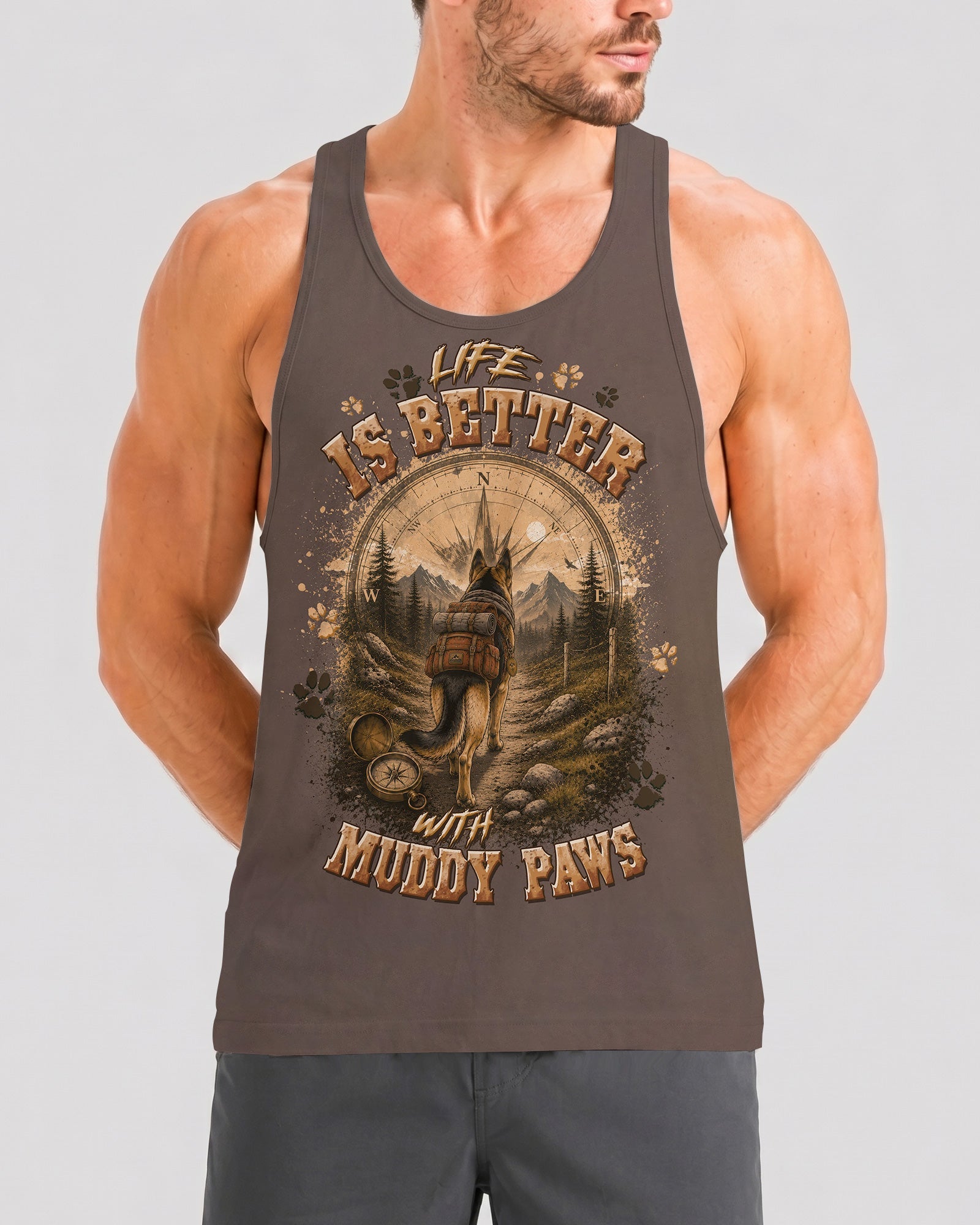 LIFE IS BETTER WITH MUDDY PAWS GERMAN SHEPHERD DOG ALL OVER PRINT - TLTW0607262