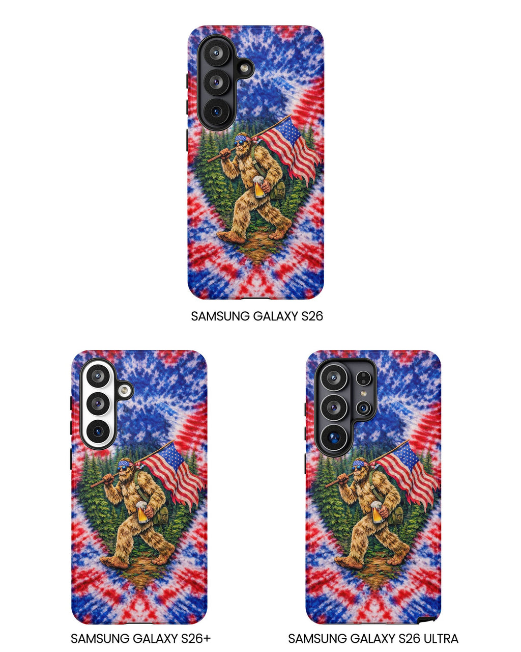 BIGFOOT WITH FLAG RED WHITE & BLUE SWIRL PHONE CASE  - TLTW2605263