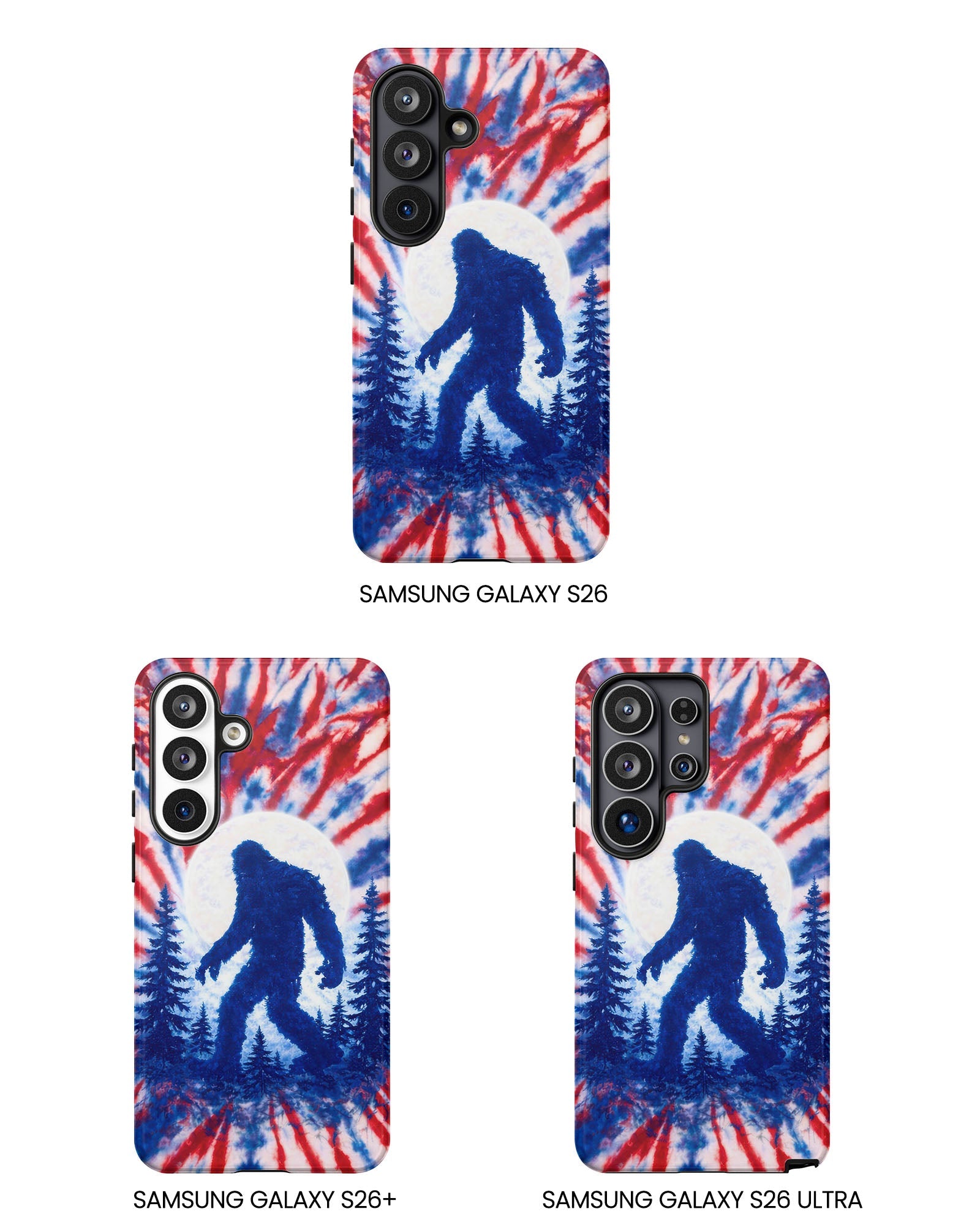BIGFOOT IN THE FOREST RED WHITE & BLUE SWIRL PHONE CASE  - TLTW2505263