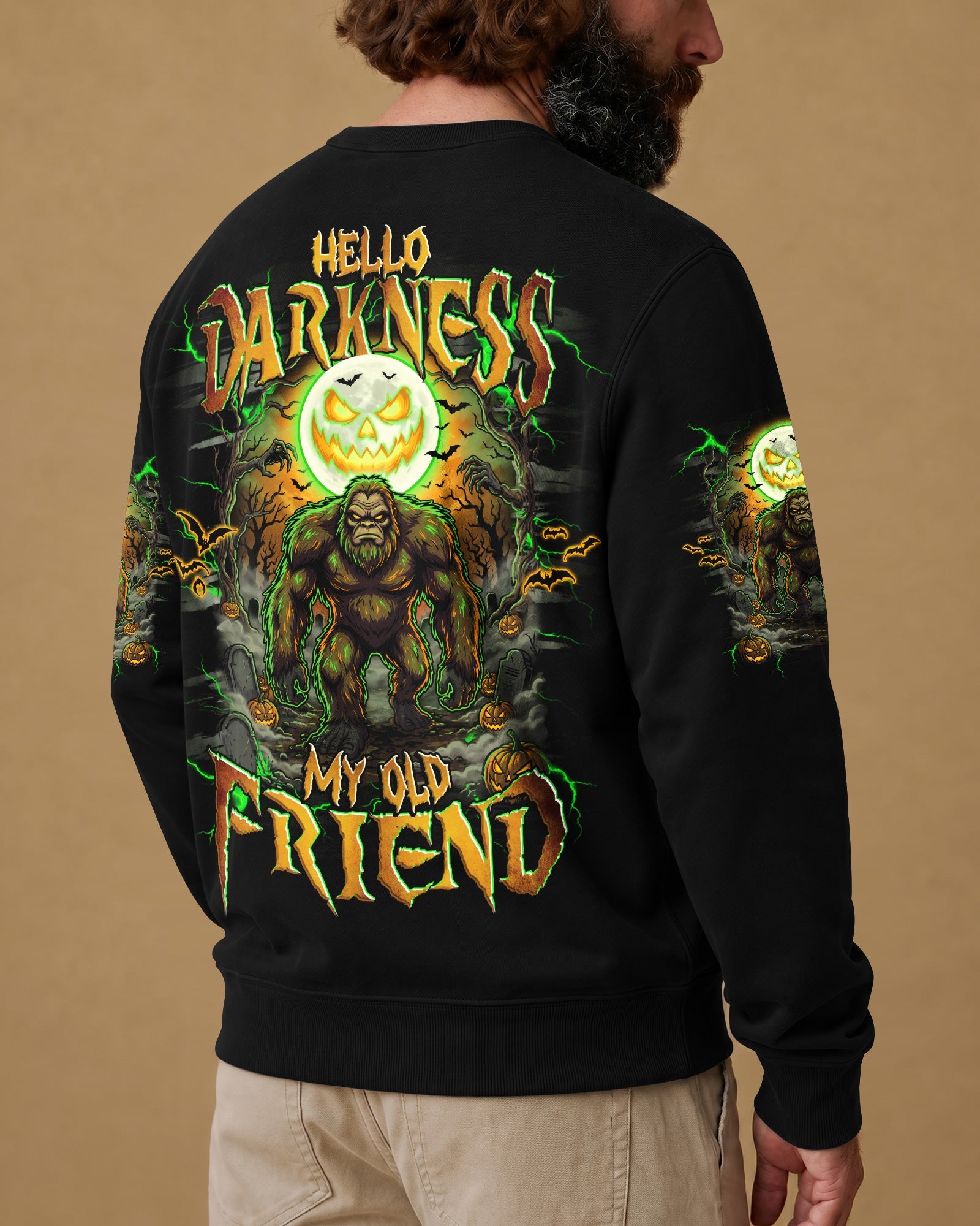 HELLO DARKNESS MY OLD FRIEND BIGFOOT HALLOWEEN ALL OVER PRINT  - TLHG2007263