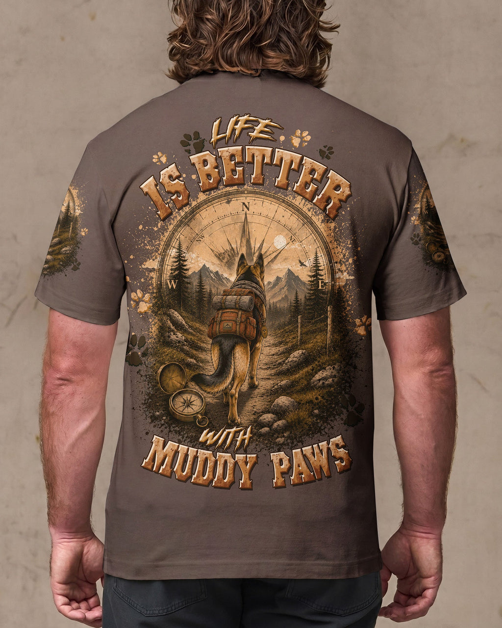 LIFE IS BETTER WITH MUDDY PAWS GERMAN SHEPHERD DOG ALL OVER PRINT - TLTW0607262