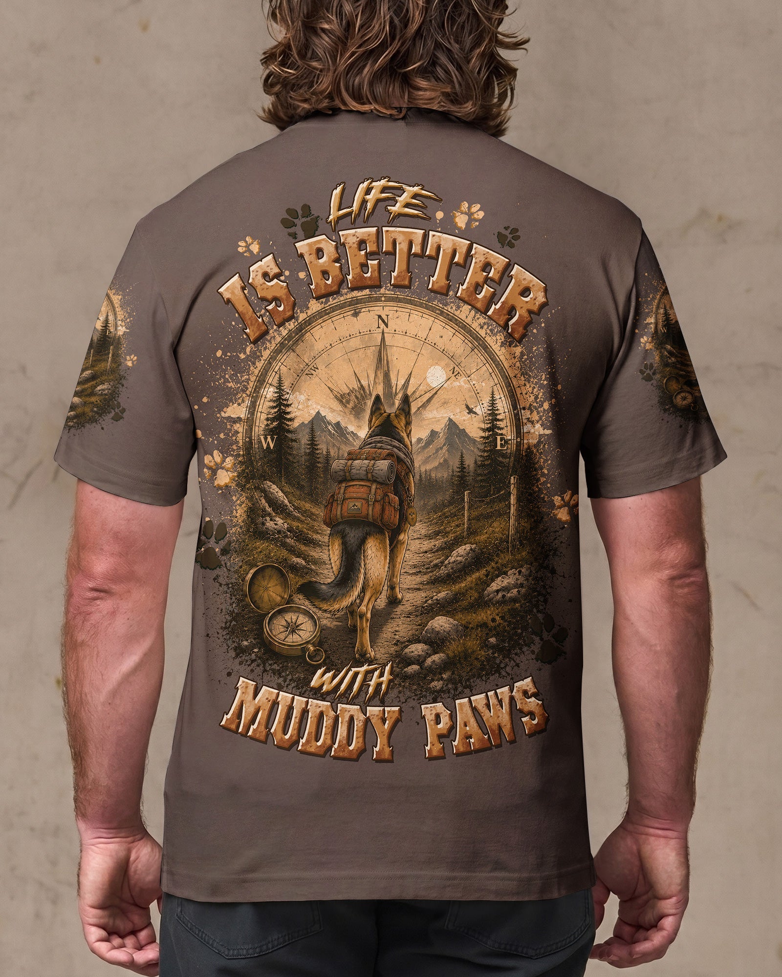 LIFE IS BETTER WITH MUDDY PAWS GERMAN SHEPHERD DOG ALL OVER PRINT - TLTW0607262
