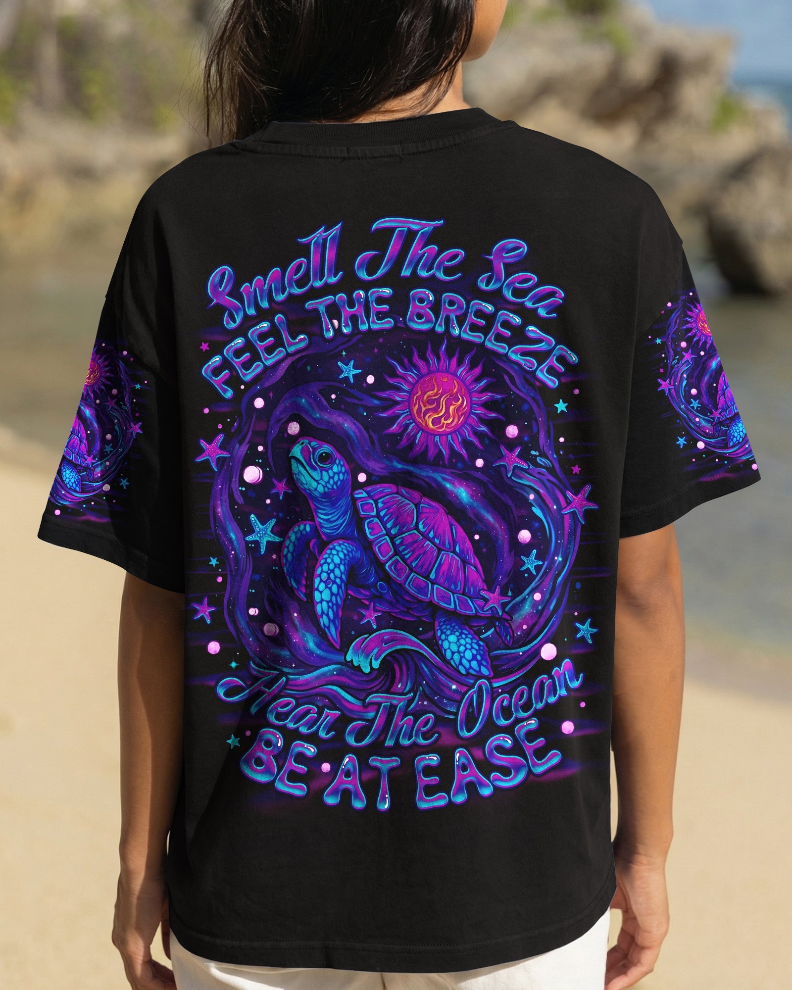 SMELL THE SEA FEEL THE BREEZE TURTLE ALL OVER PRINT - TLNO2304263