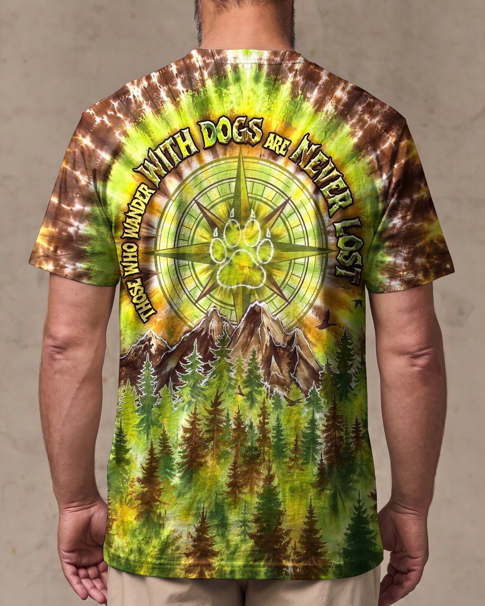 THOSE WHO WANDER WITH DOGS PAW PRINT COMPASS SWIRL ALL OVER PRINT  - TLHG0607261