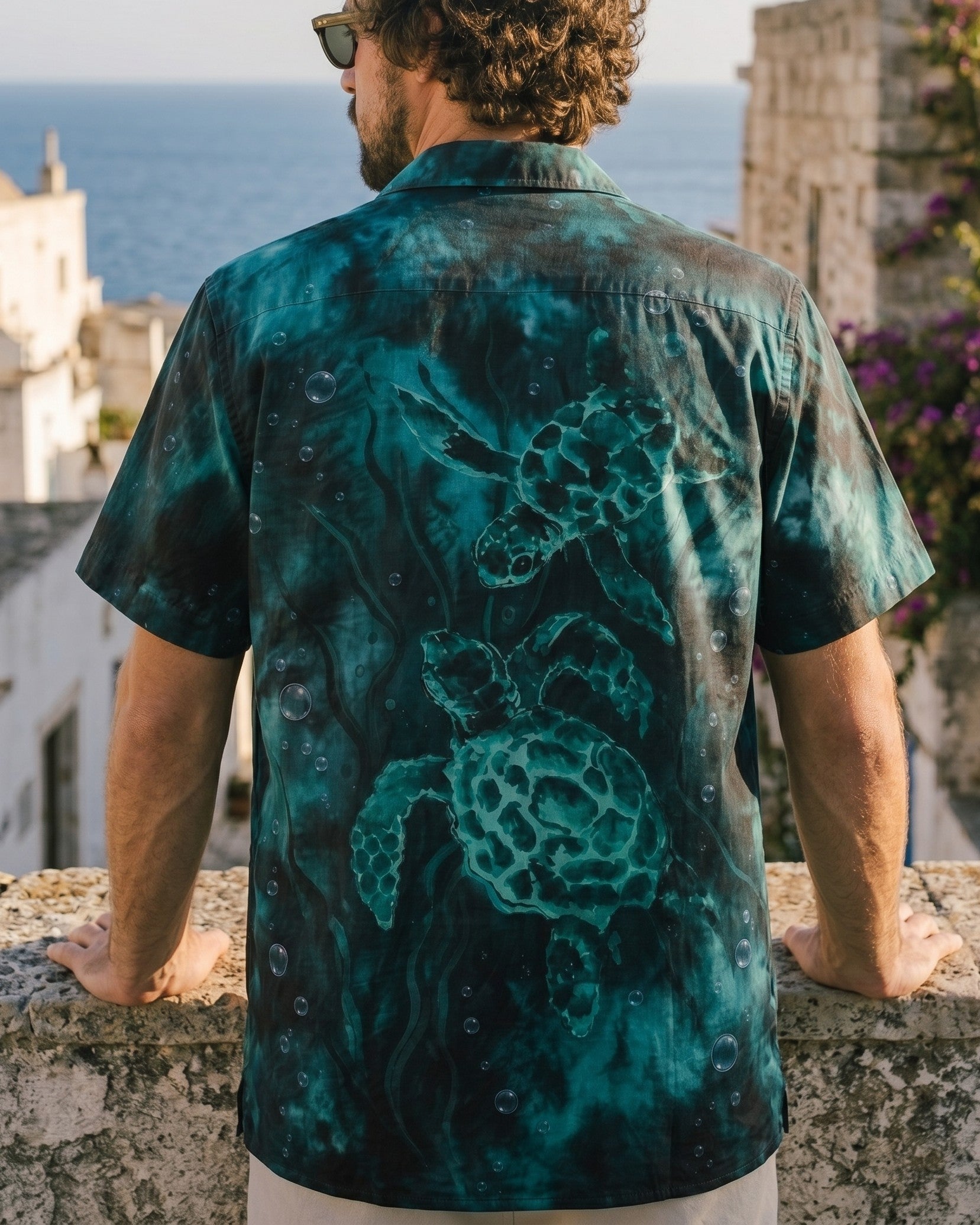 MYSTIC TEAL UNDERWATER SEA TURTLES  CAMP SHIRT - RITD1706261