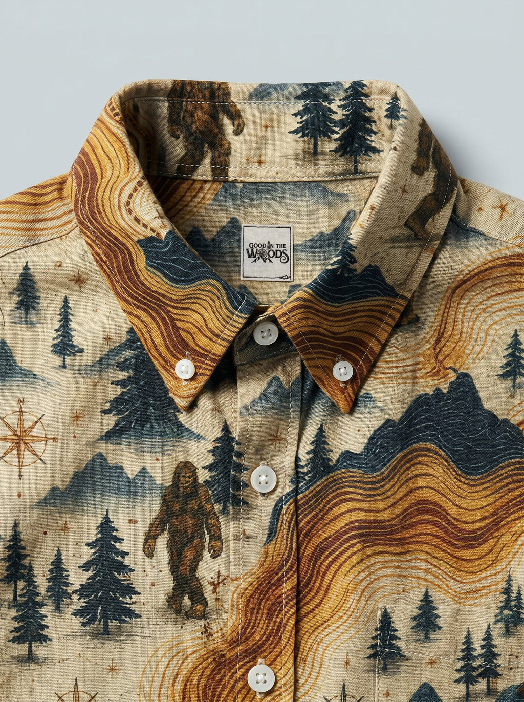 BIGFOOT VINTAGE LANDSCAPE BUTTON-DOWN COLLAR SHIRT   - TLNO3005261
