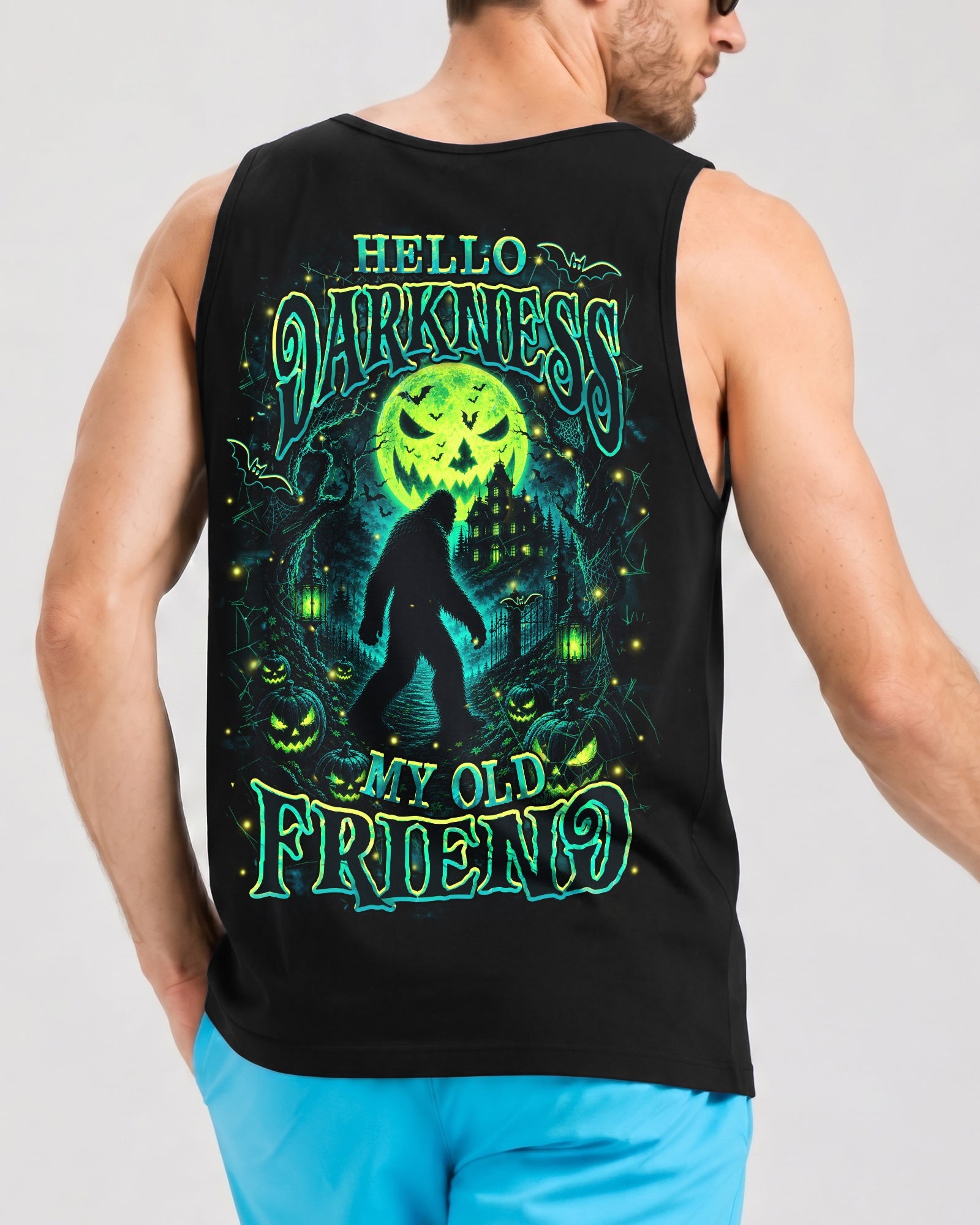 HELLO DARKNESS MY OLD FRIEND BIGFOOT HALLOWEEN ALL OVER PRINT  - TLHN2107261