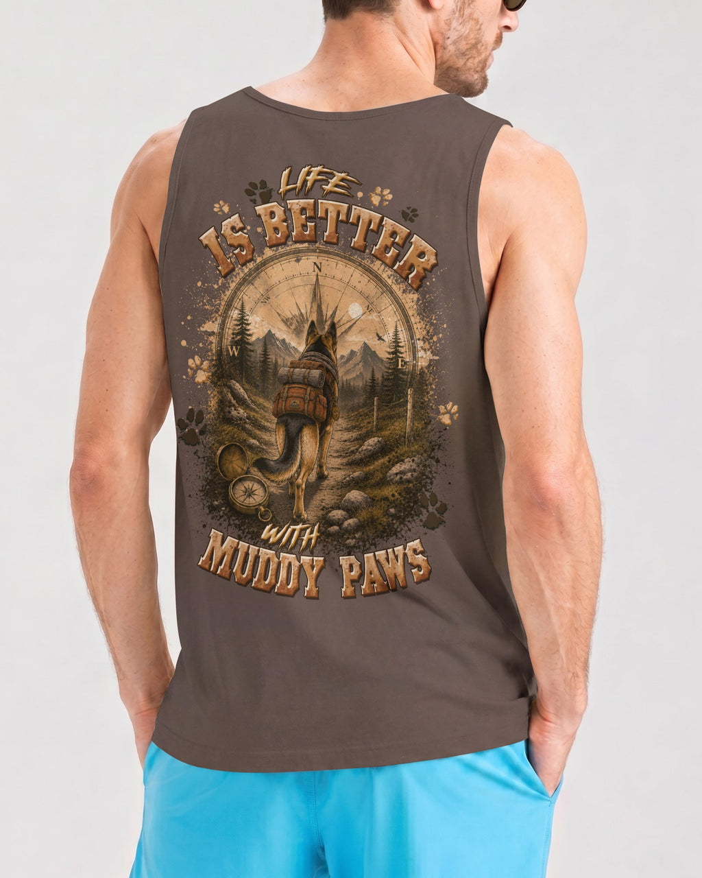 LIFE IS BETTER WITH MUDDY PAWS GERMAN SHEPHERD DOG ALL OVER PRINT - TLTW0607262