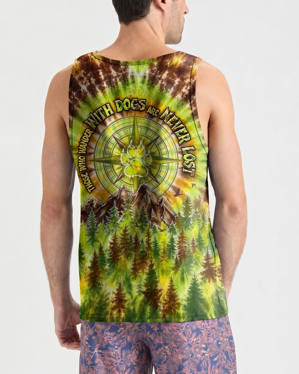 THOSE WHO WANDER WITH DOGS PAW PRINT COMPASS SWIRL ALL OVER PRINT  - TLHG0607261