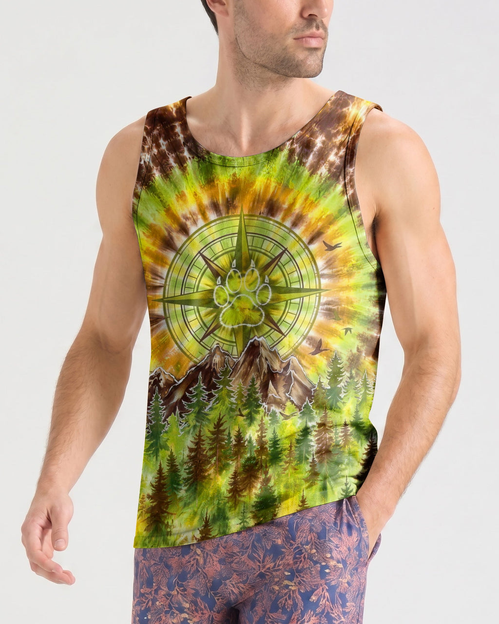 THOSE WHO WANDER WITH DOGS PAW PRINT COMPASS SWIRL ALL OVER PRINT  - TLHG0607261