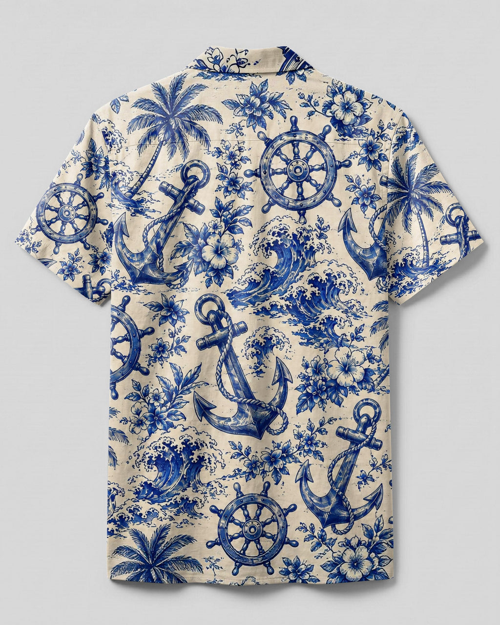 ANCHOR STEERING WHEEL PATTERN CAMP SHIRT - TLHN2206264