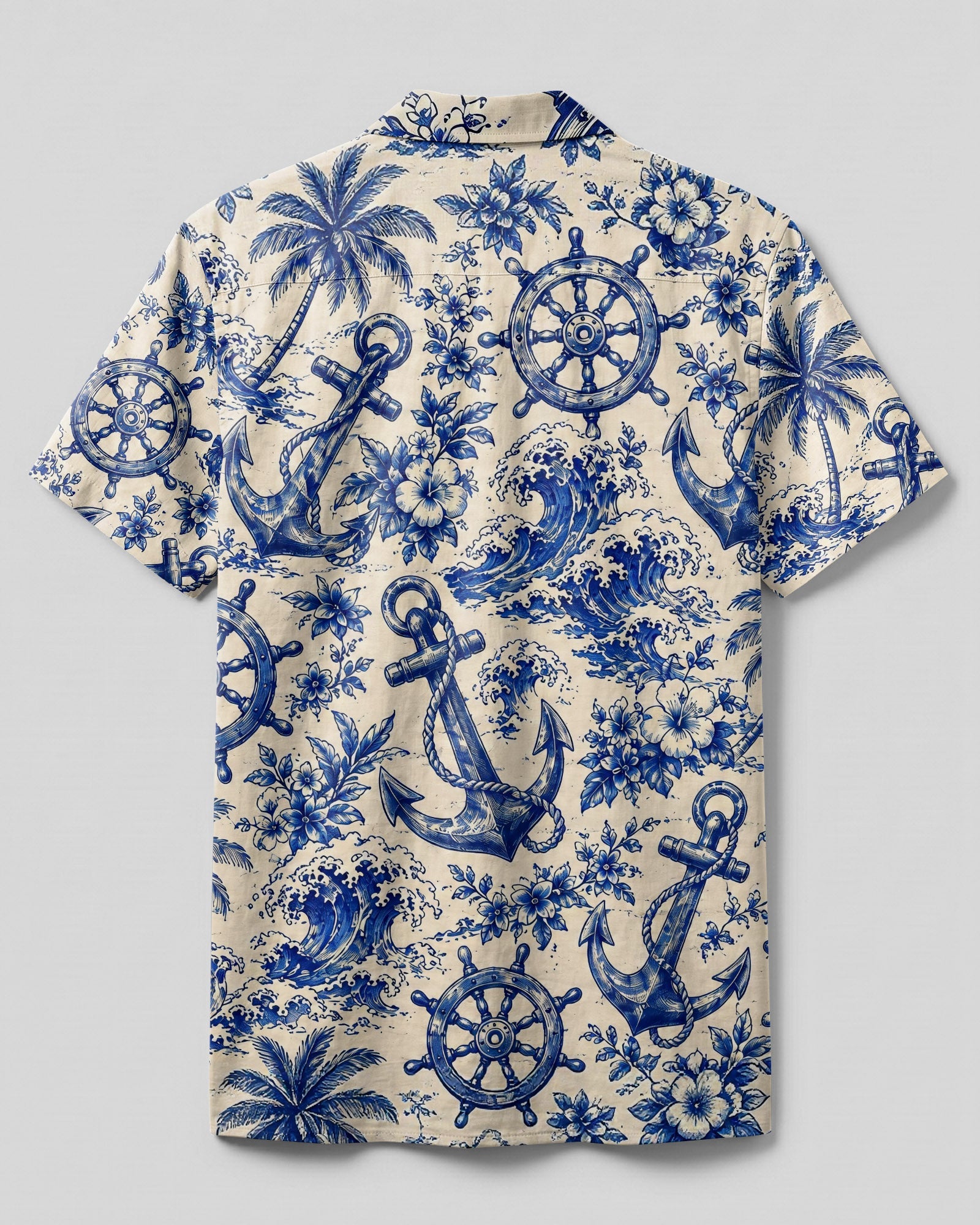ANCHOR STEERING WHEEL PATTERN CAMP SHIRT - TLHN2206264