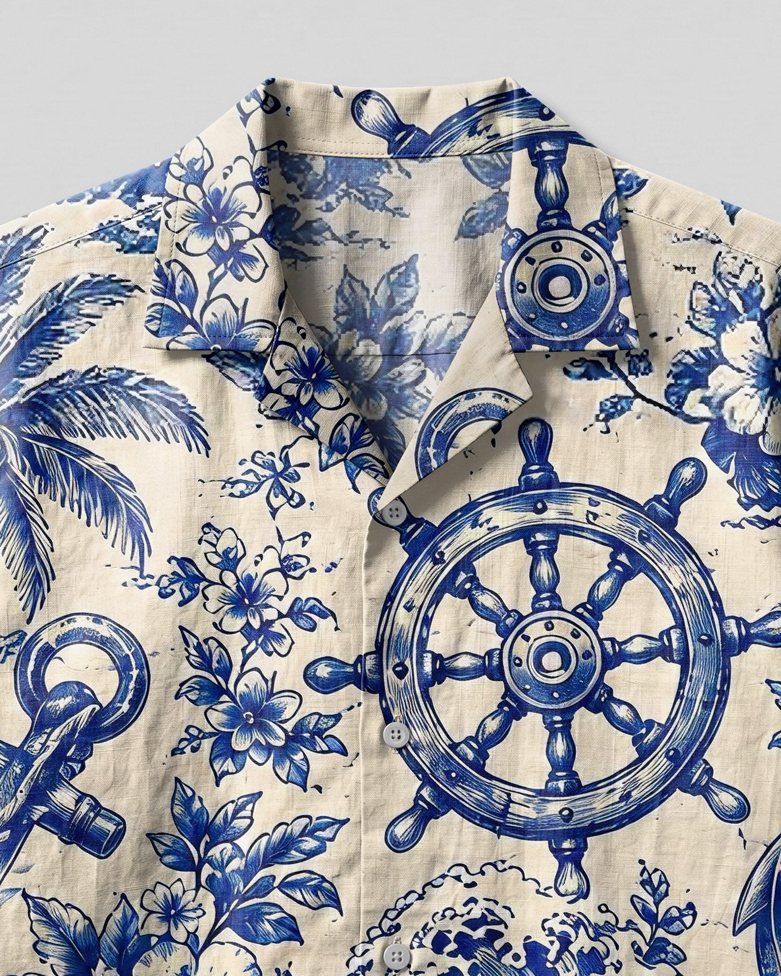 ANCHOR STEERING WHEEL PATTERN CAMP SHIRT - TLHN2206264